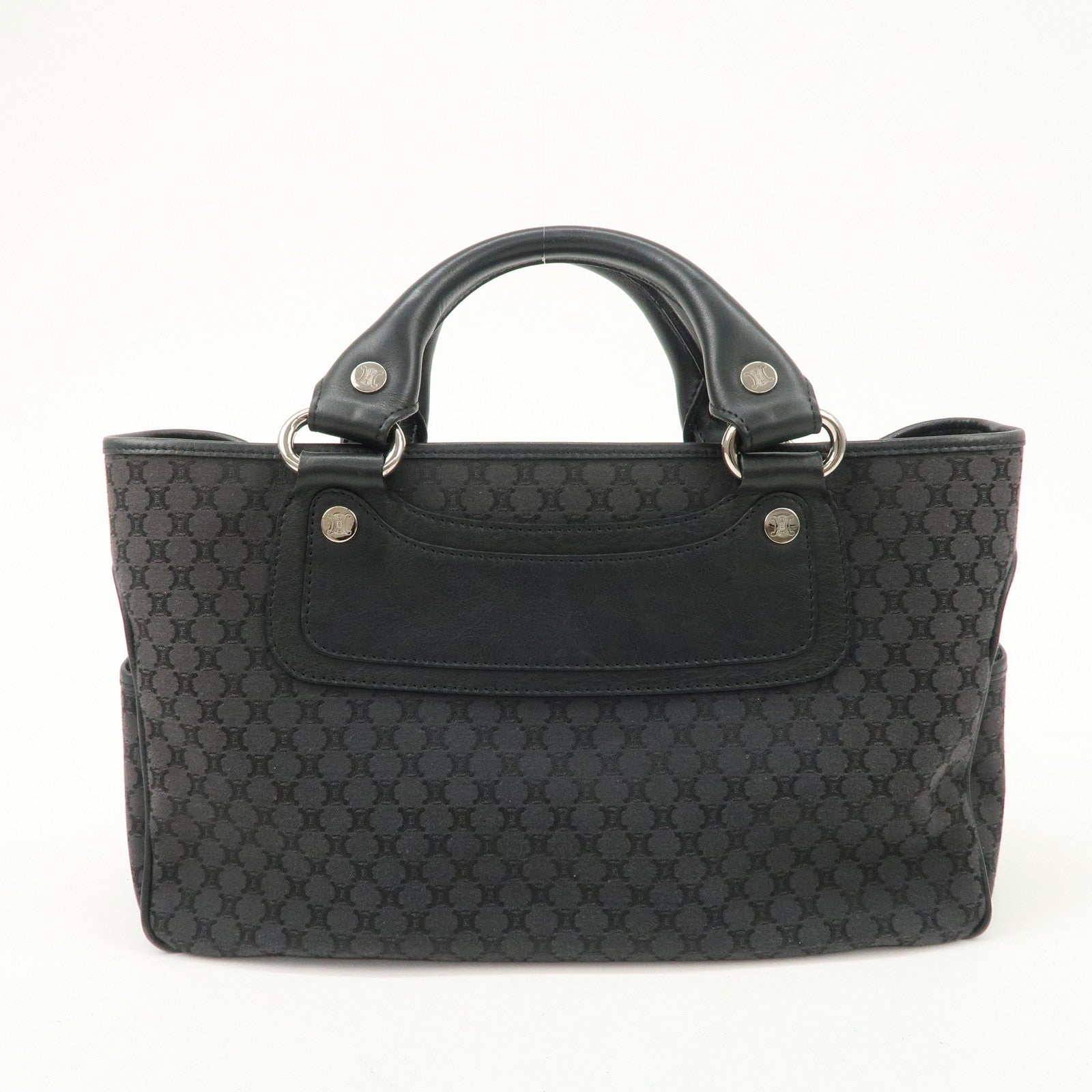 CELINE Macadam Canvas Leather Hand Bag Tote Bag Black CE00/23 Used