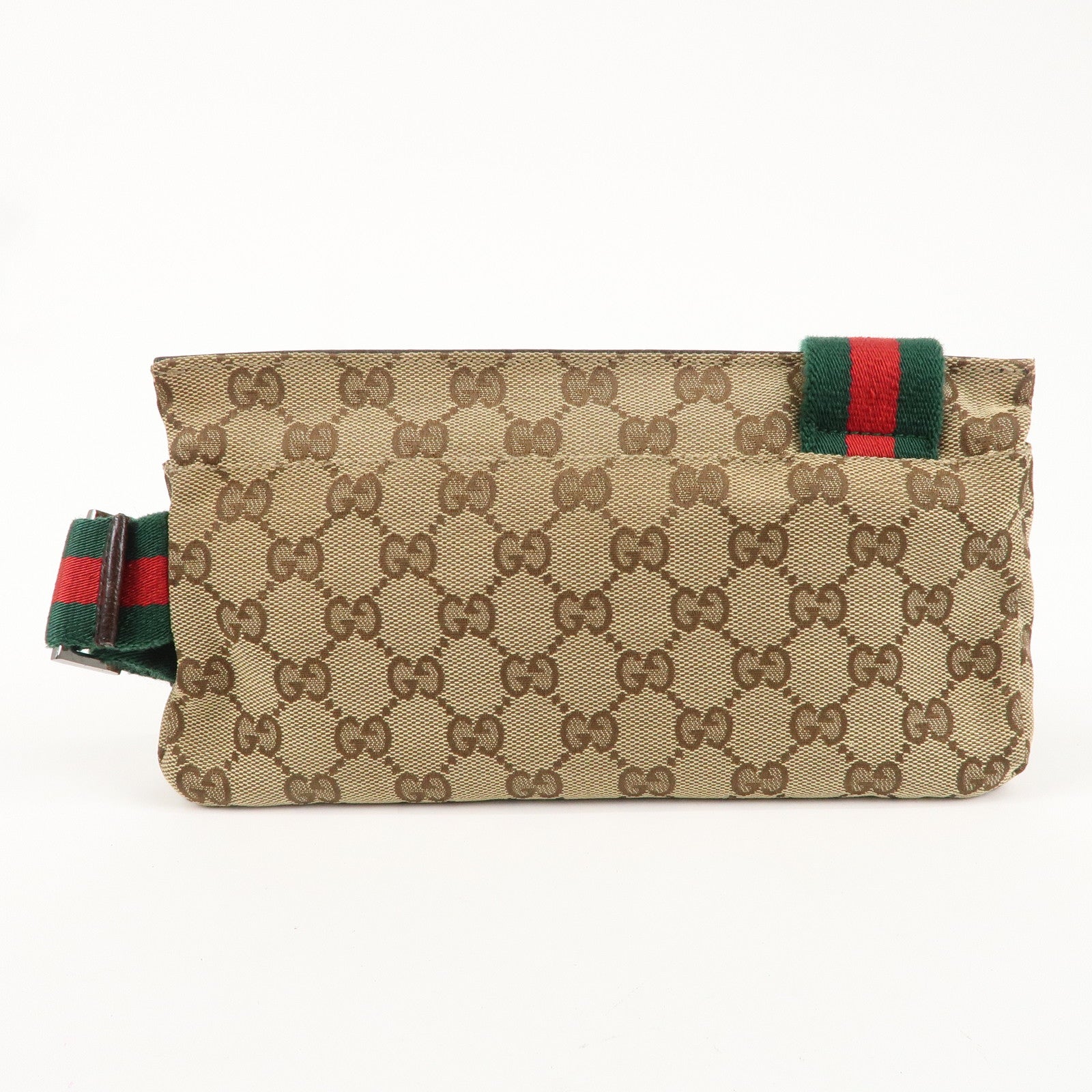 GUCCI Sherry GG Canvas Leather Waist Bag Beige Brown 180691