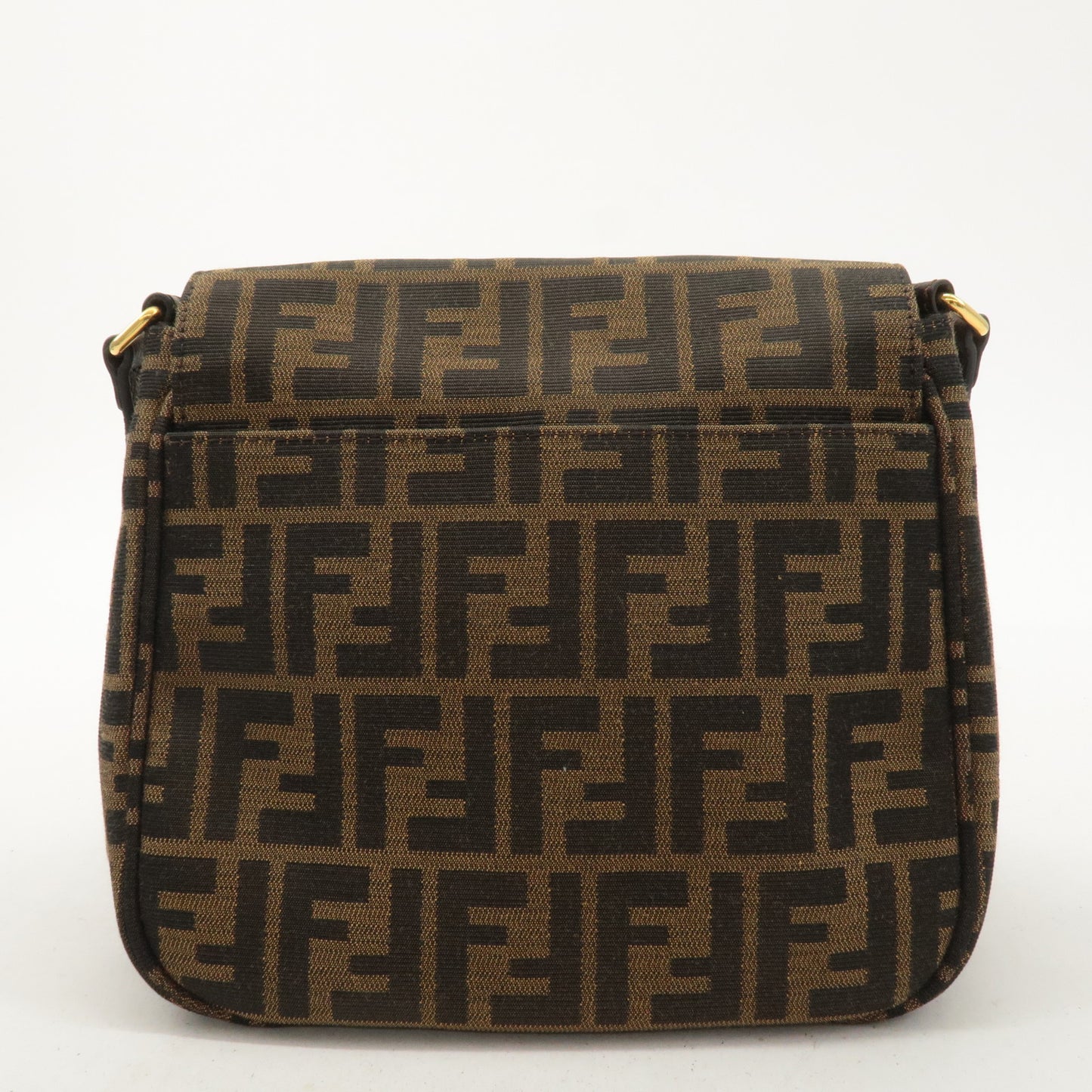 FENDI Zucca Canvas Leather Shoulder Bag Khaki Brown 8BT214