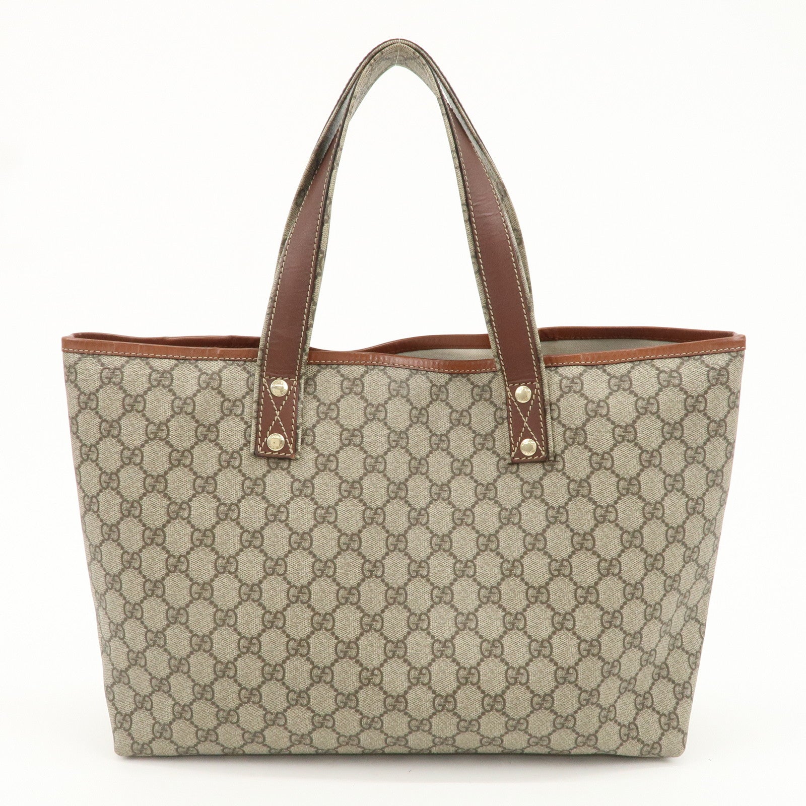 GUCCI Sherry GG Supreme Leather Tote Bag Beige Brown 211134