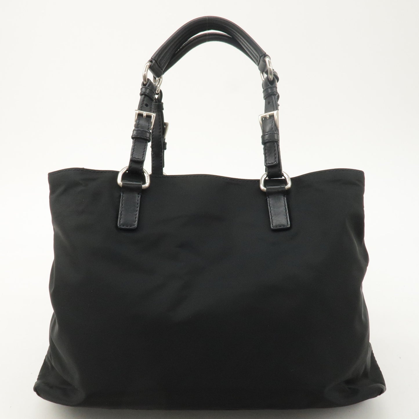 PRADA Nylon Leather Tote Bag Hand Bag Black BR2166