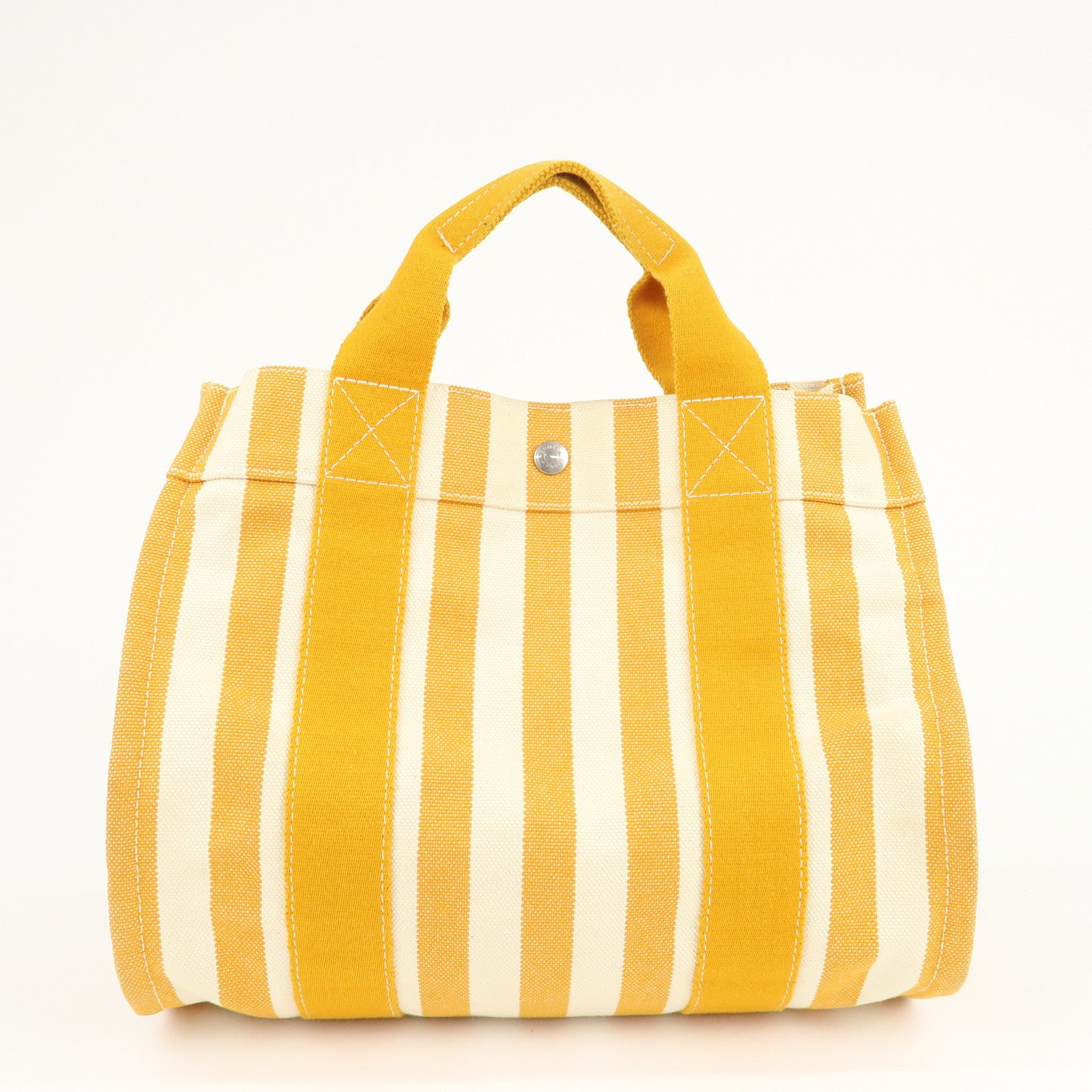 HERMES Canvas Cannes PM Tote Hand Bag Tote Bag Ivory Yellow