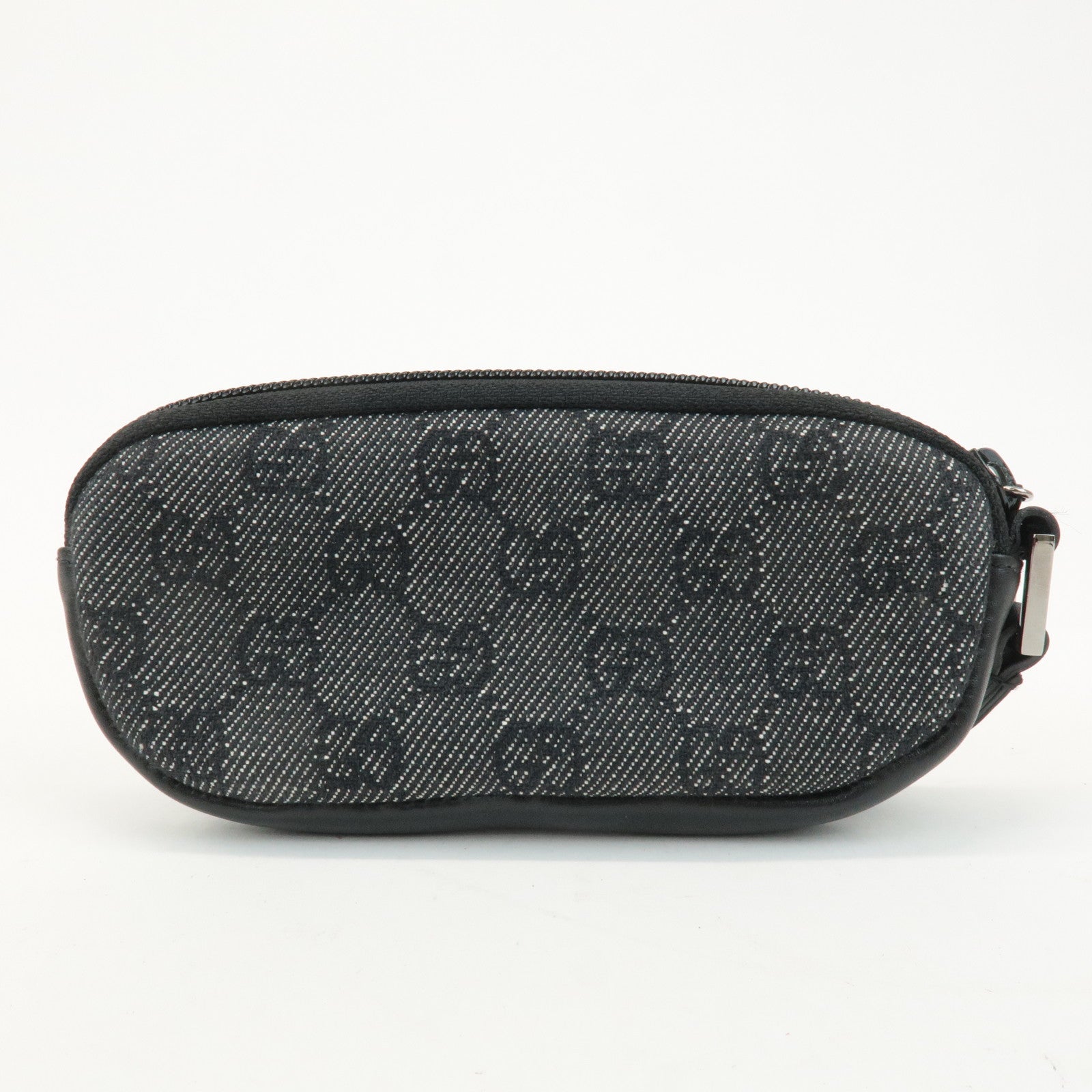 GUCCI GG Denim Leather Pouch Glasses Case Black 3970