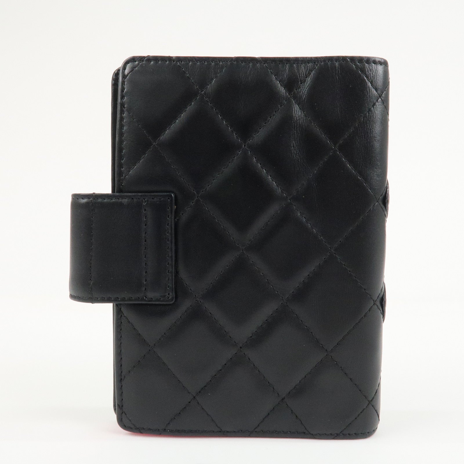 CHANEL Cambon Line Lamb Skin Planner Cover Black A13505 Used