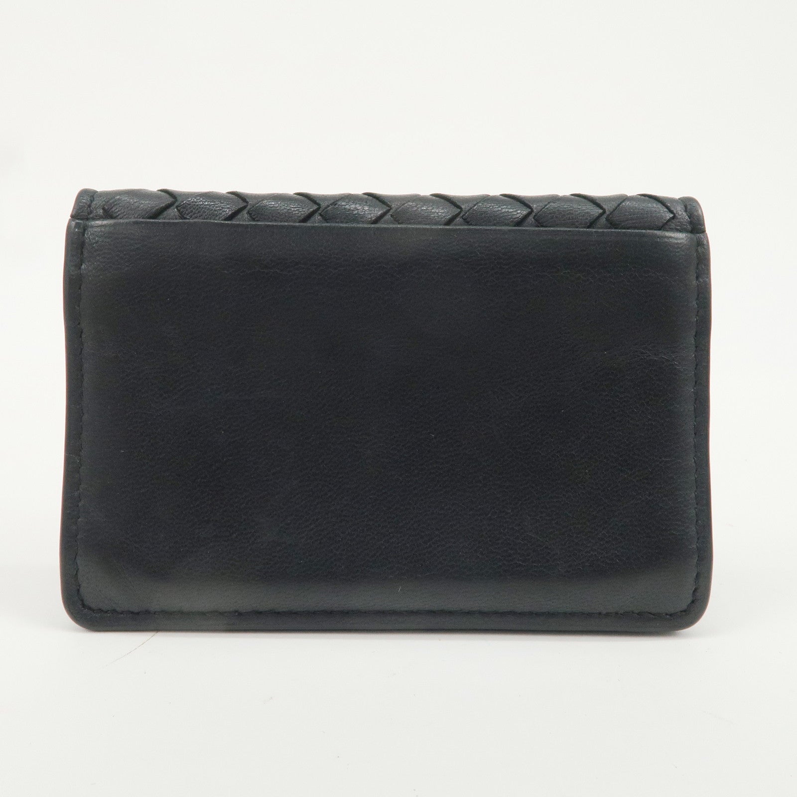 BOTTEGA VENETA Intrecciato Leather Card Case ID Case Black