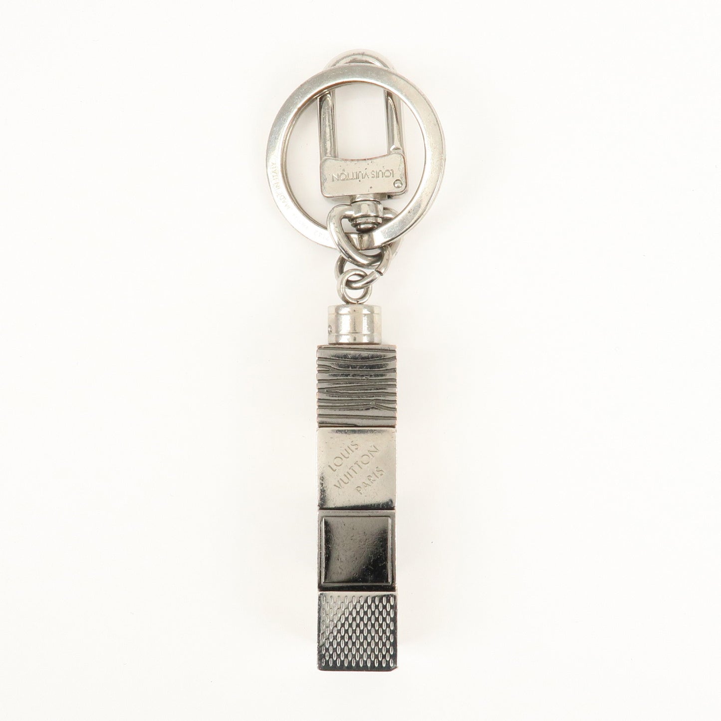 Louis Vuitton Porte Cles Cube Bag Key Charm Silver Gray M67142