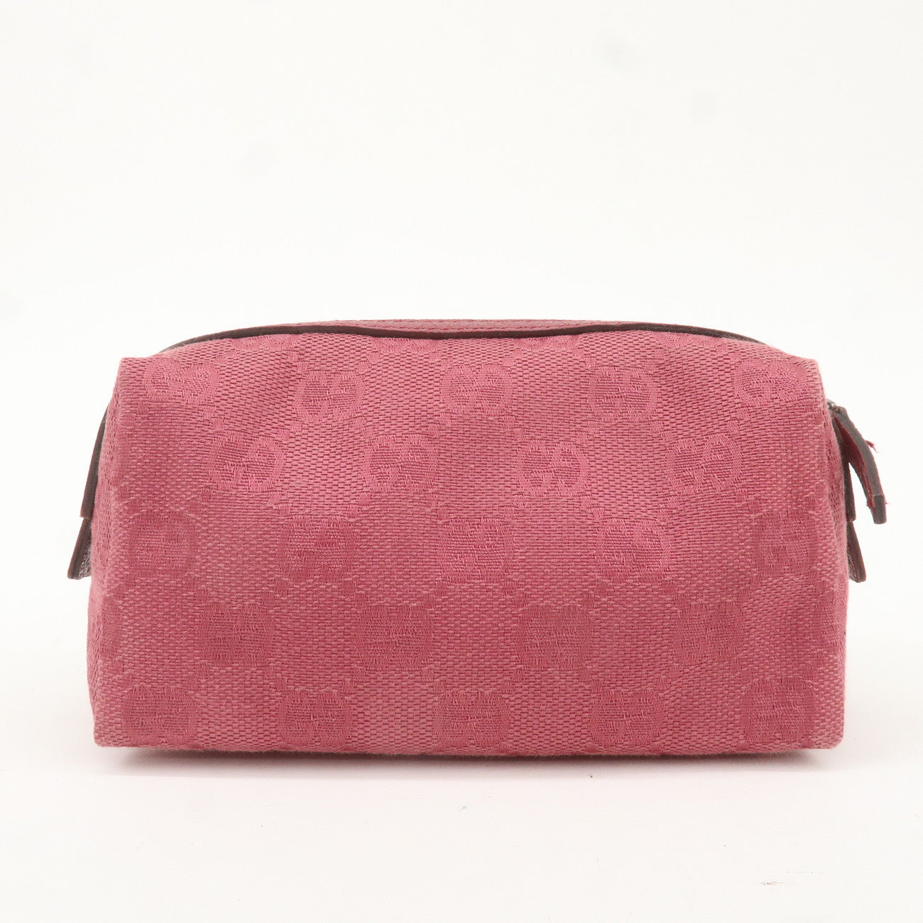 GUCCI GG Canvas Leather Cosmetic Pouch Makeup Case Pink 29596