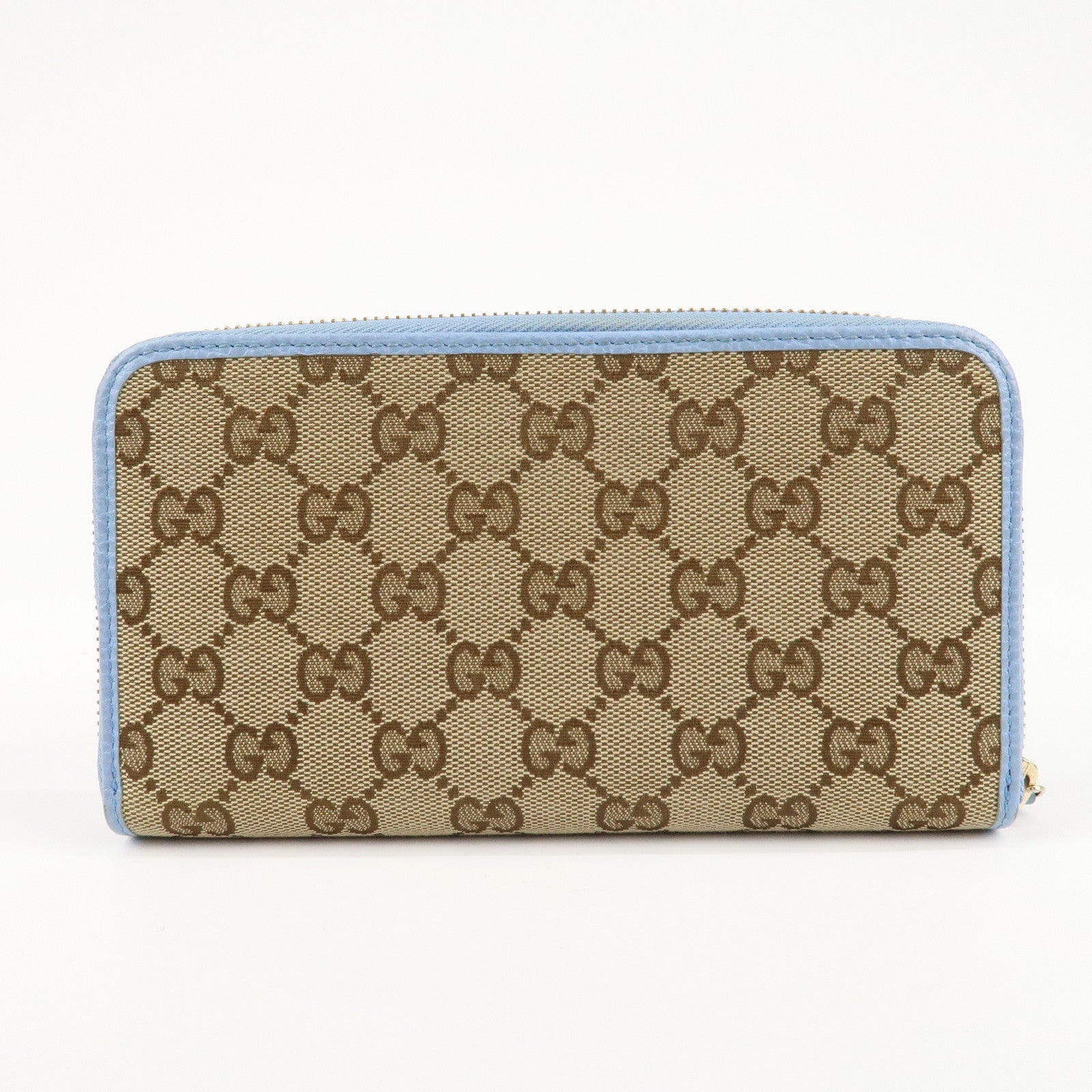 GUCCI GG Canvas Leather Round Zipper Long Wallet Beige 363423