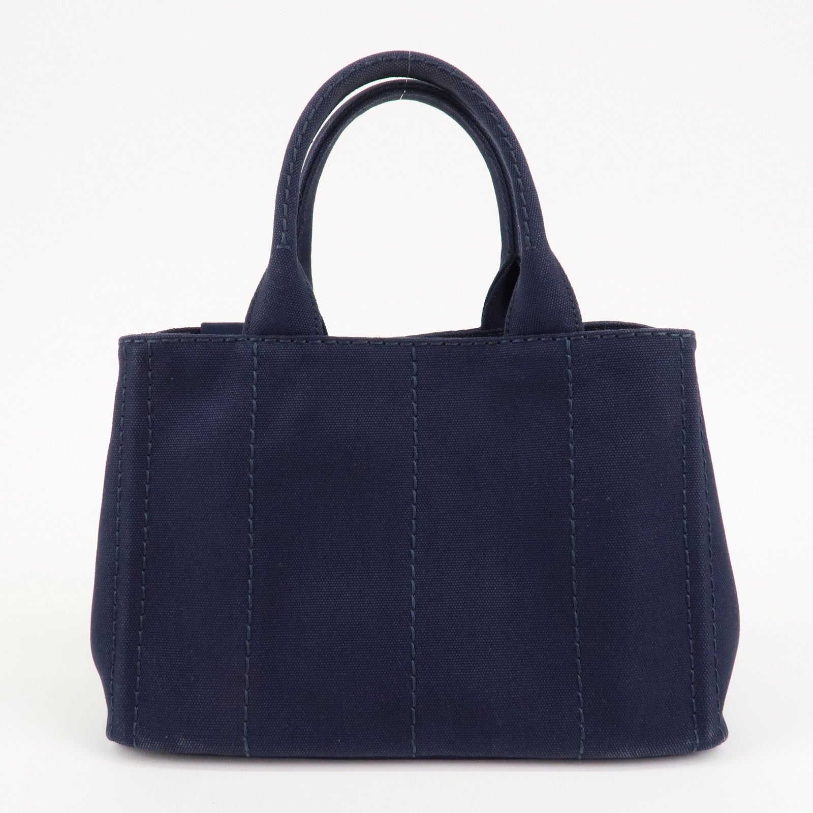 PRADA Canapa Mini Canvas Tote Bag Hand Bag Navy 1BG439