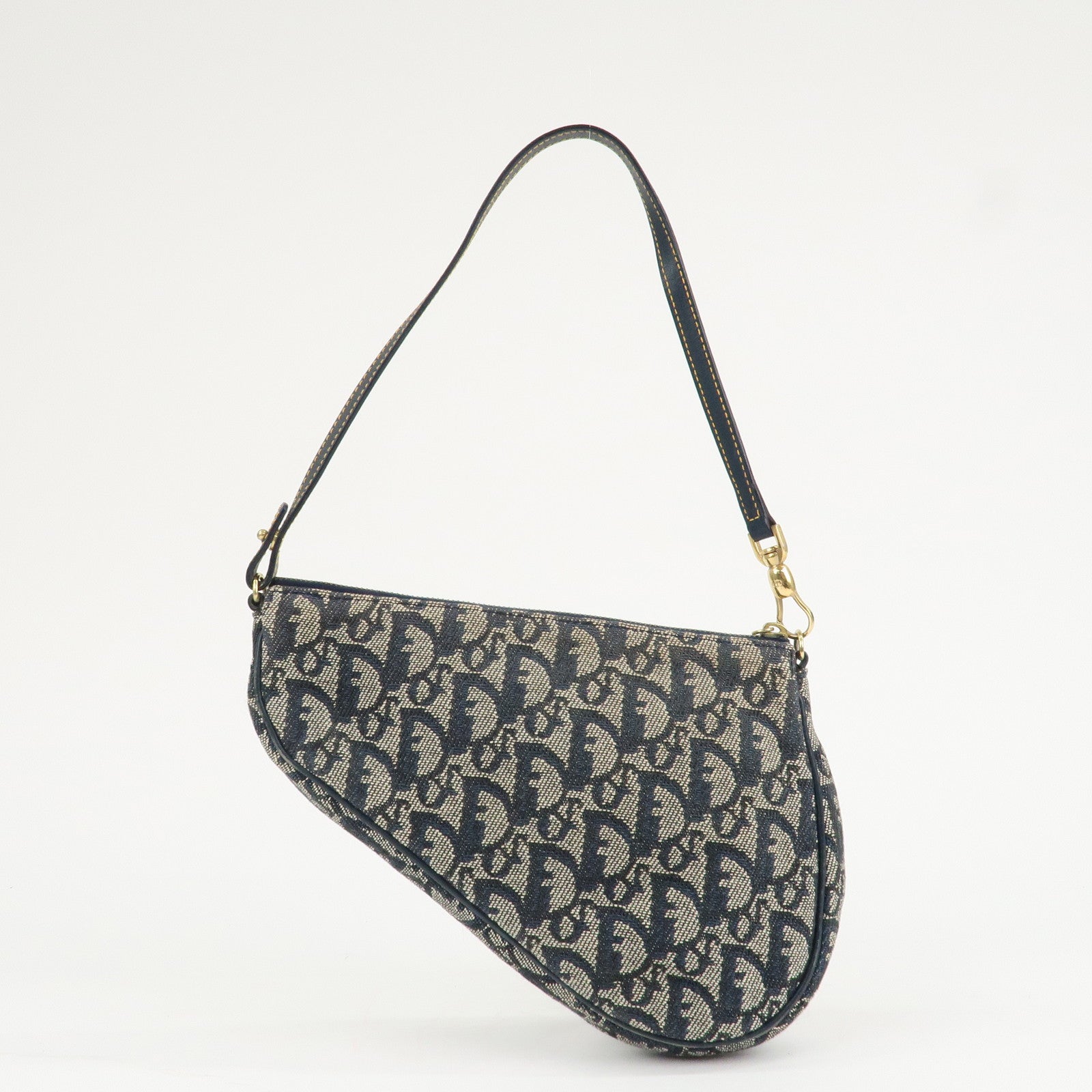 Christian Dior Trotter Canvas Leather Mini Saddle Pouch Hand Bag Used