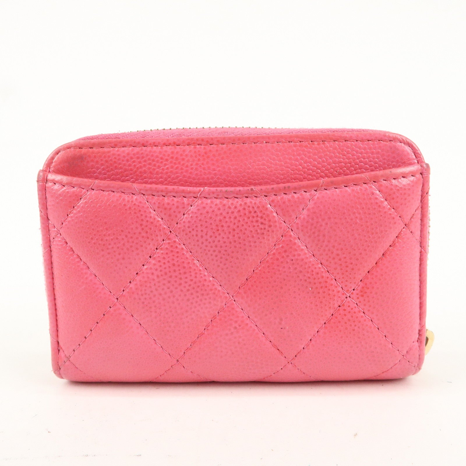 CHANEL Matelasse Caviar Skin Round Zippy Coin Case Pink A84511