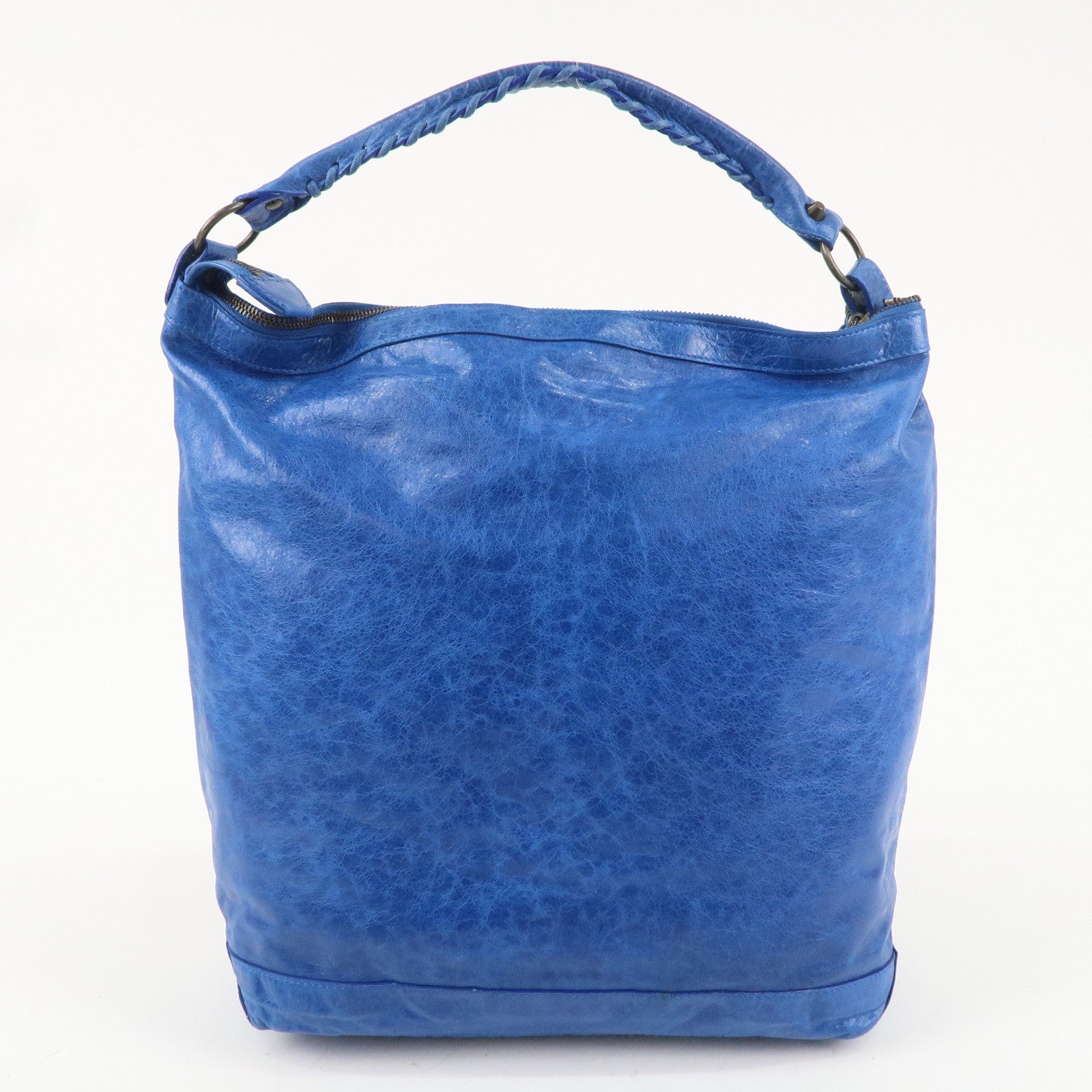 BALENCIAGA Editor's The Day Leather Shoulder Bag Blue 140442