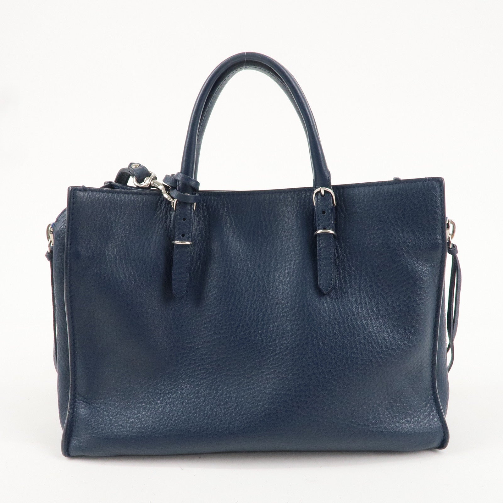 BALENCIAGA Paper Mini Leather 2Way Bag Navy 370926