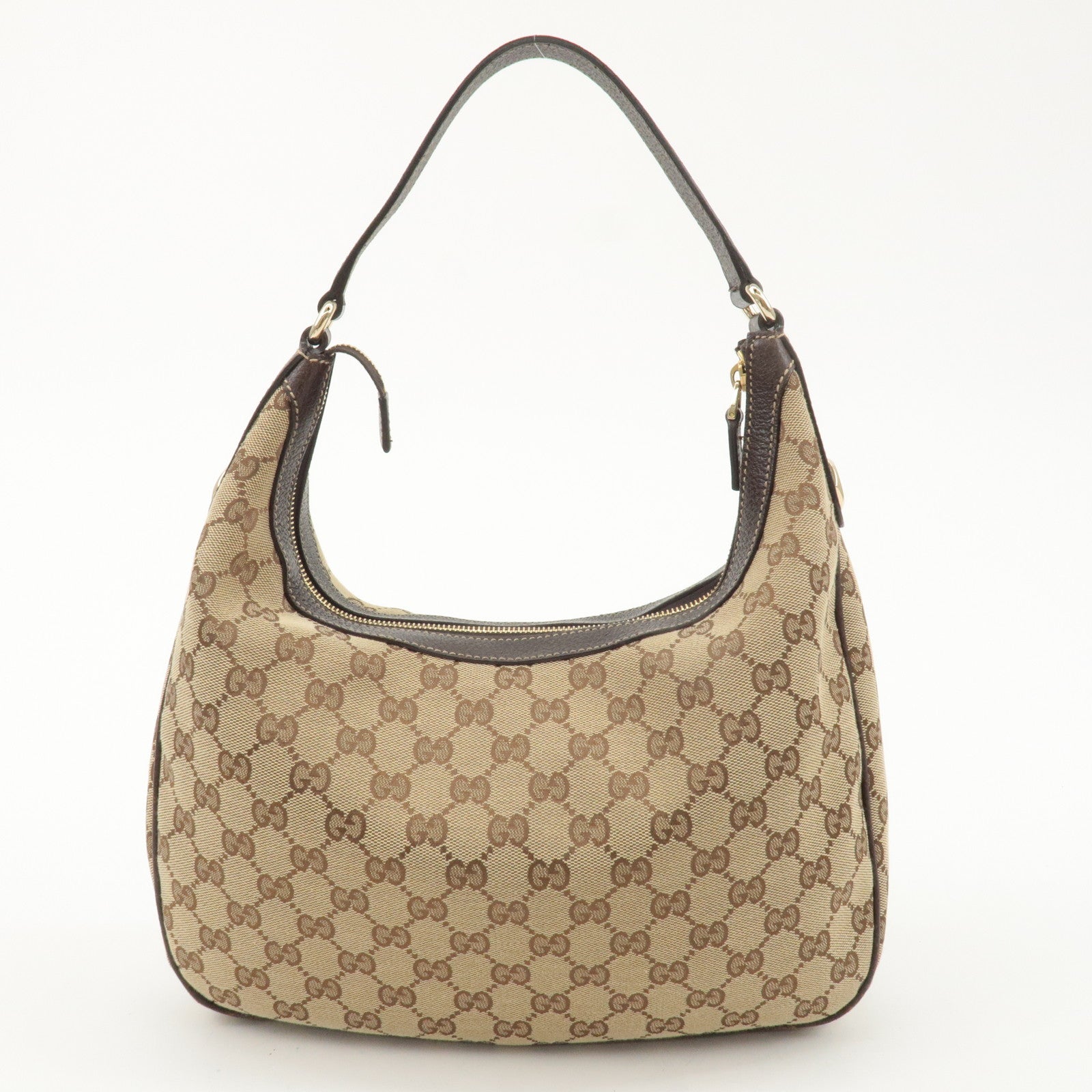 GUCCI GG Canvas Leather Shoulder Bag Hand Bag Beige Brown 153010