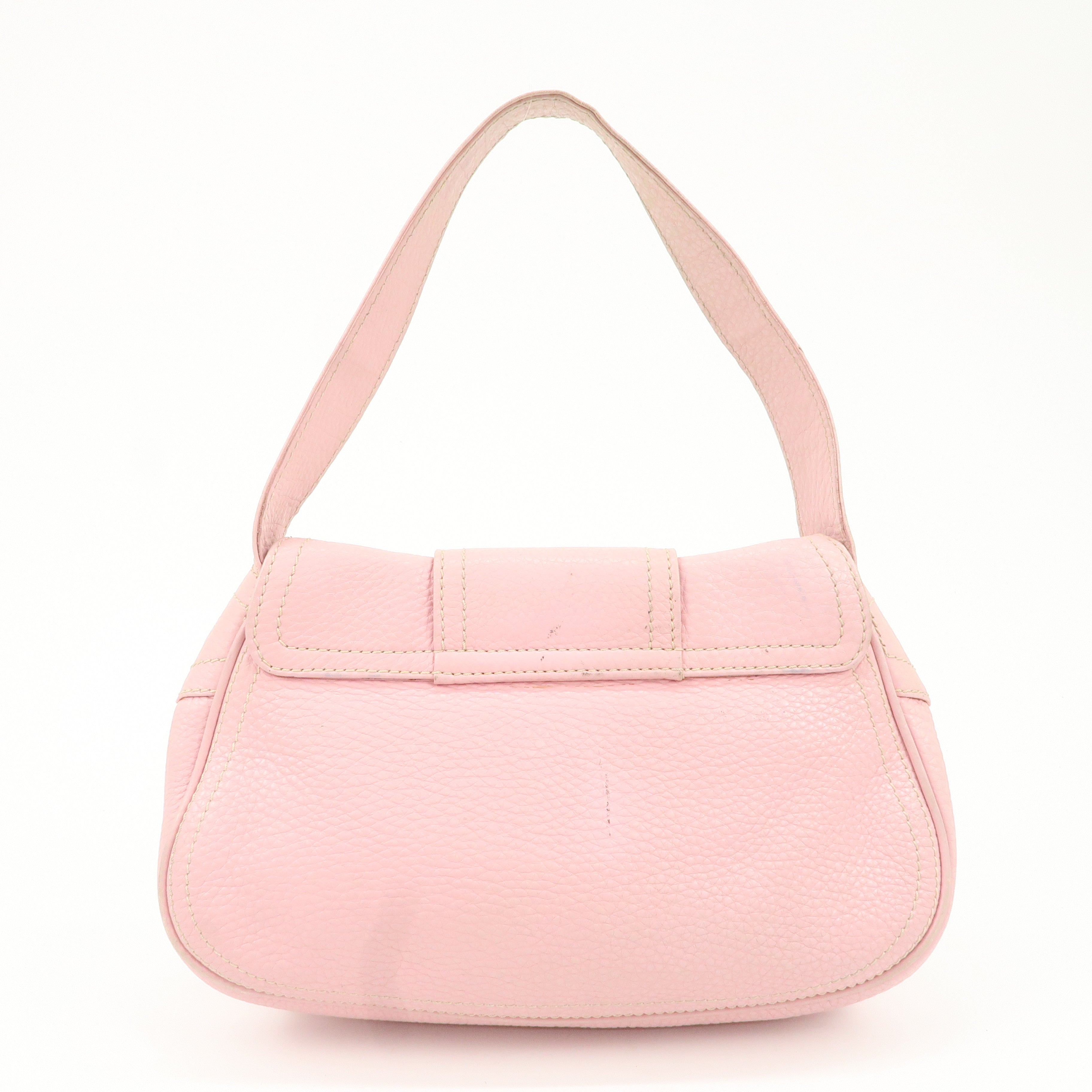 CELINE Leather Shoulder Bag Hand Bag Pink Gold Hardware