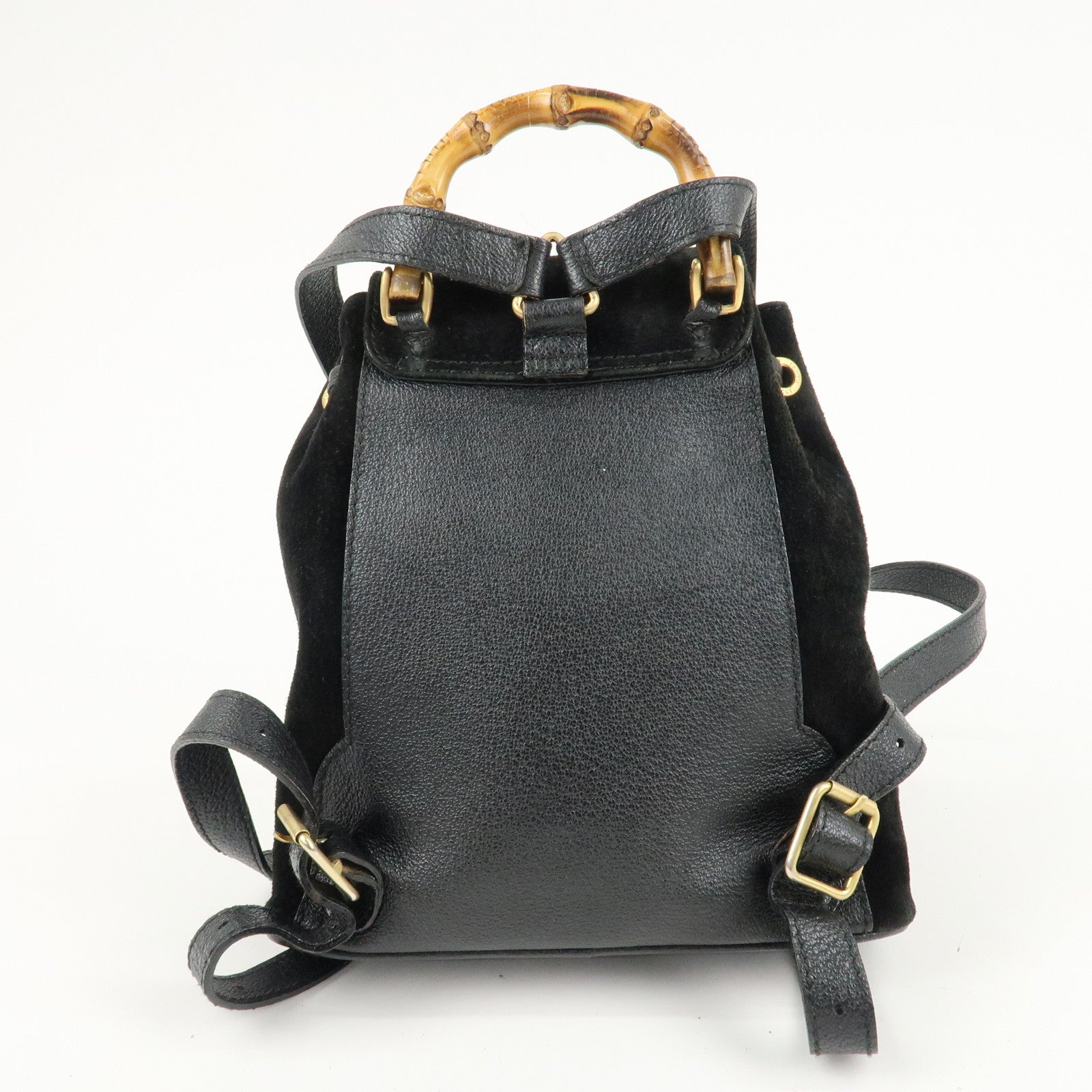 GUCCI Bamboo Suede Leather Mini Back Pack Black 003.2058.0030