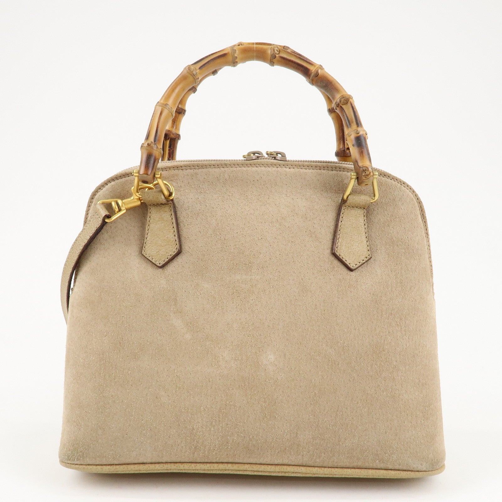 GUCCI Bamboo Suede Leather 2WAY Bag 000.2214.0290 Beige