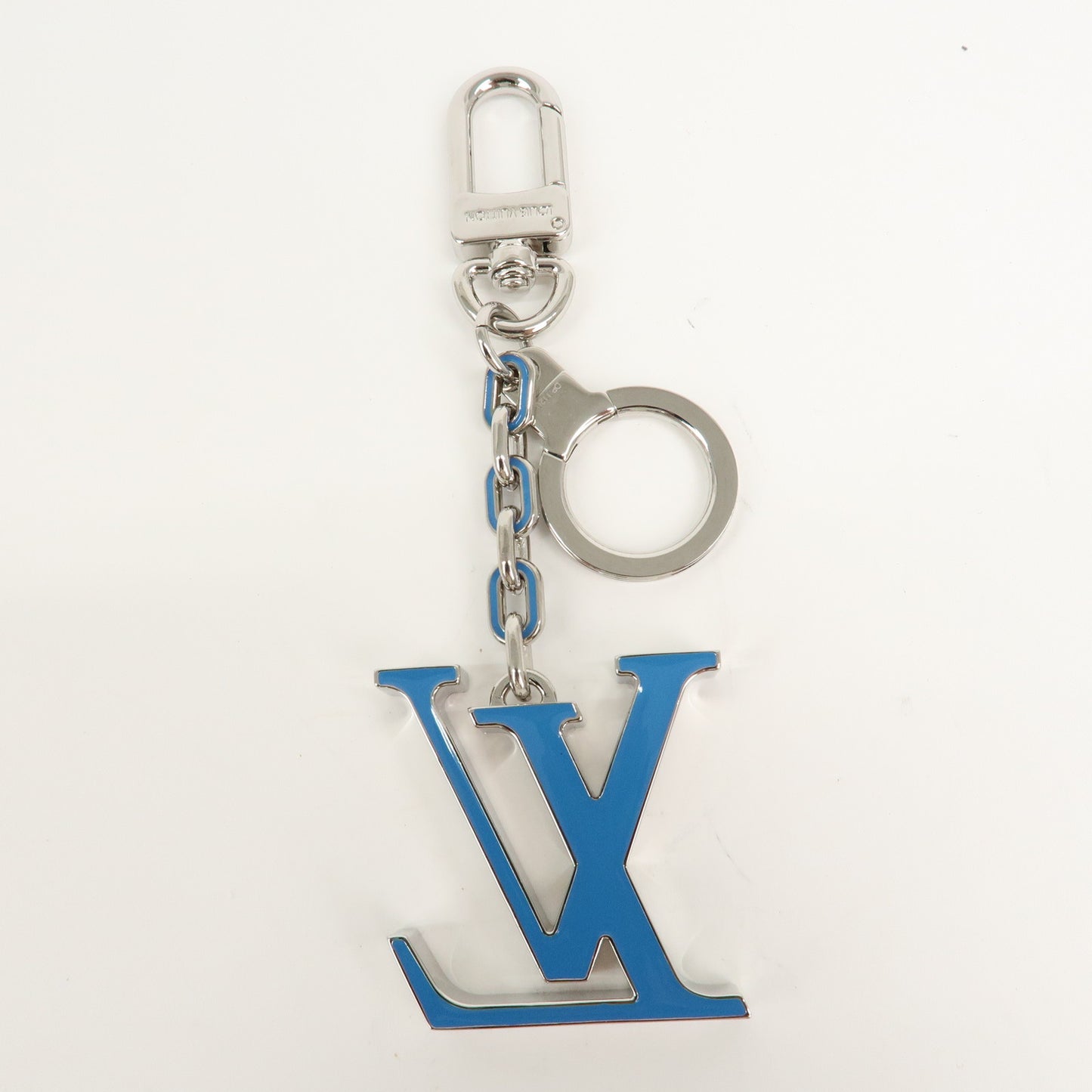 Louis Vuitton Porto Cles Neo LV Soft Key Chain Blue Silver M69303