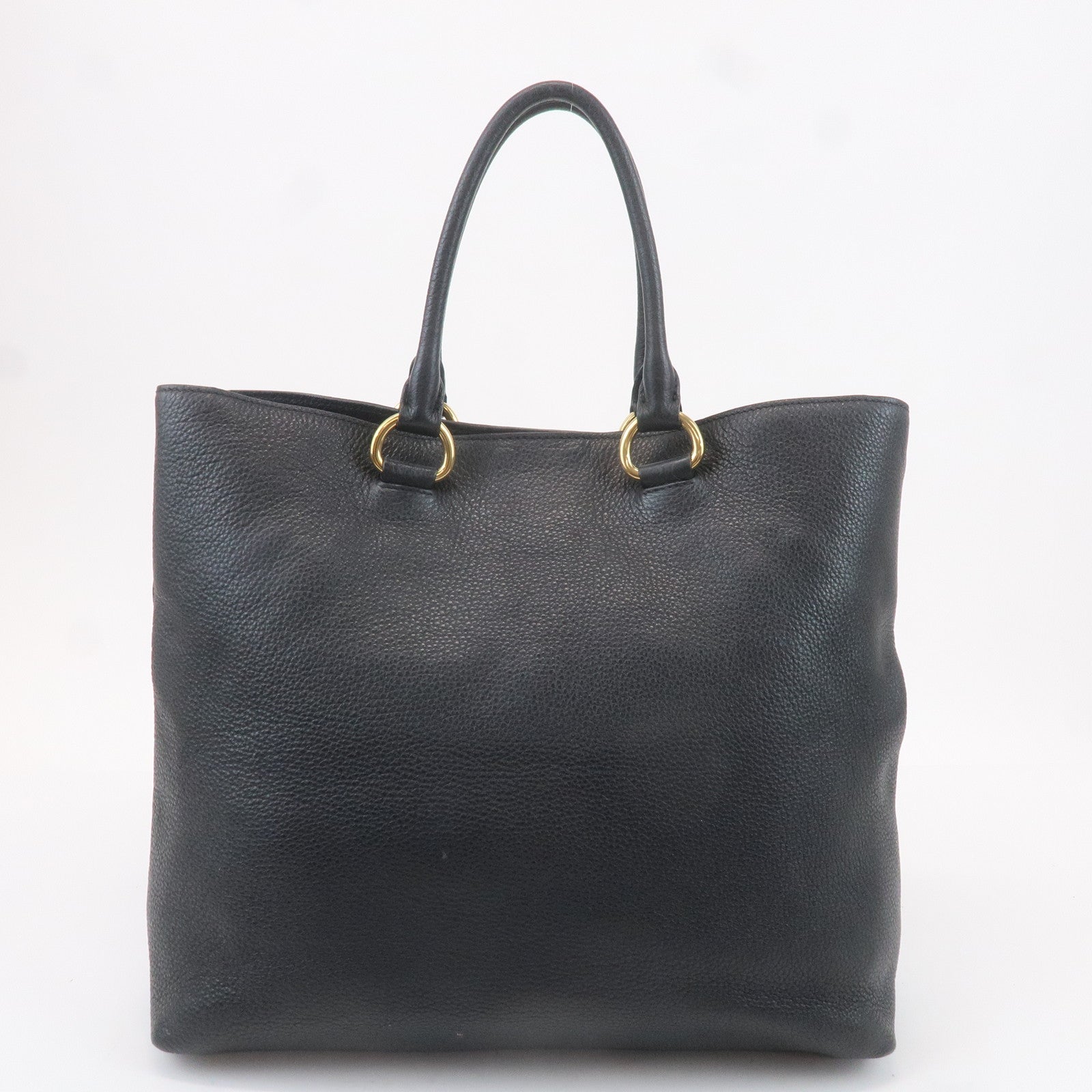 PRADA Leather 2way Bag Tote Bag Black 1BG865