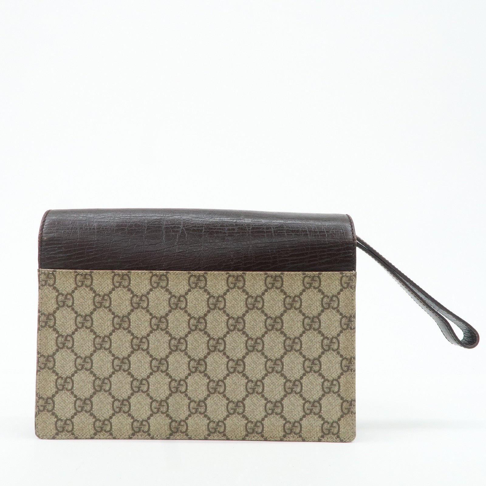 GUCCI Ophidia GG Supreme Leather Clutch Bag Beige Brown