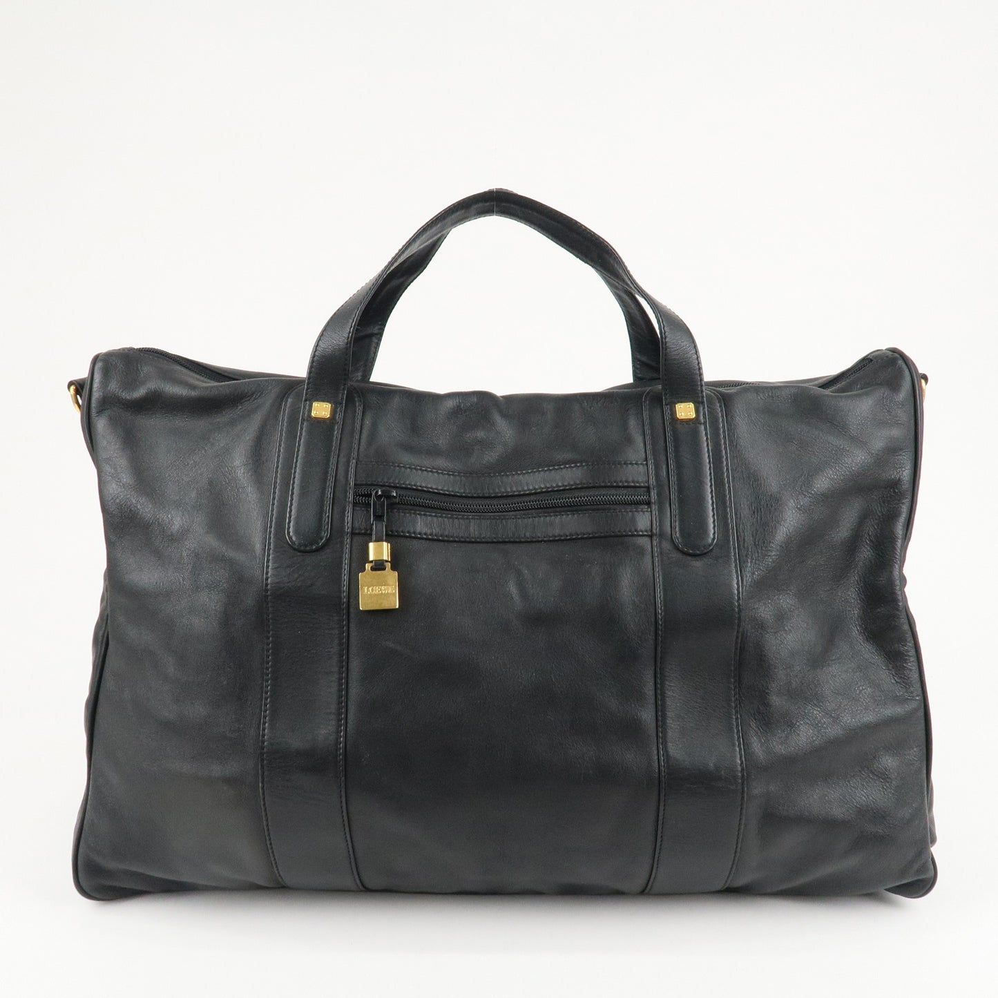 LOEWE Anagram Leather Boston Bag Shoulder Bag Hand Bag Black