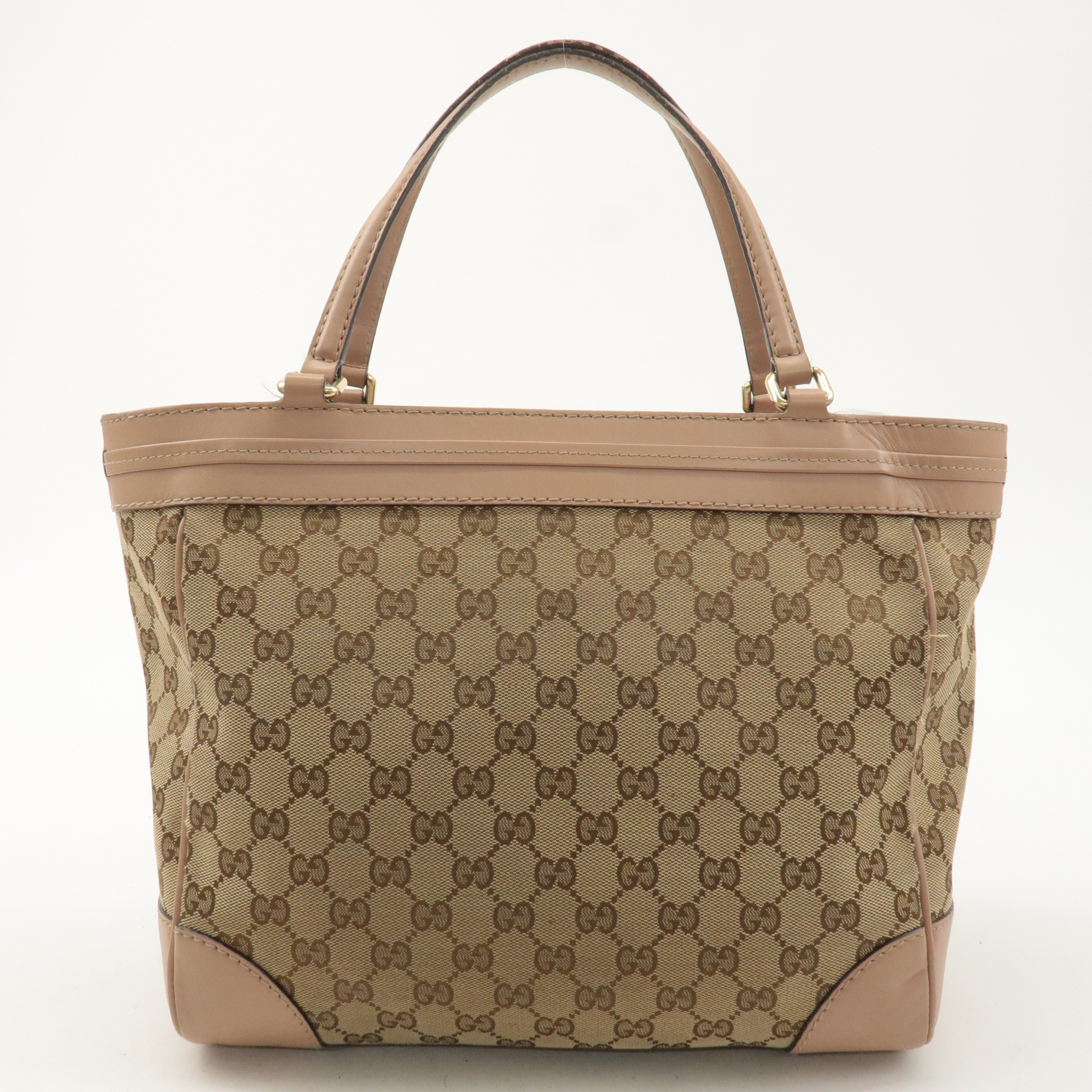 GUCCI Mayfair GG Canvas Leather Tote Bag Beige Pink 257061