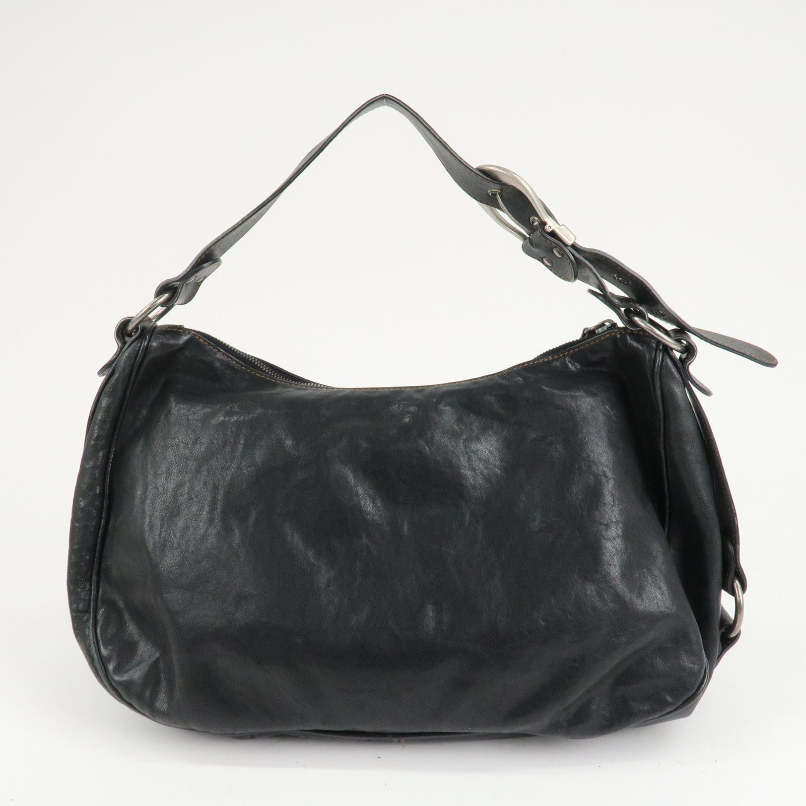Christian Dior Gaucho Leather Saddle Shoulder Bag Black Used