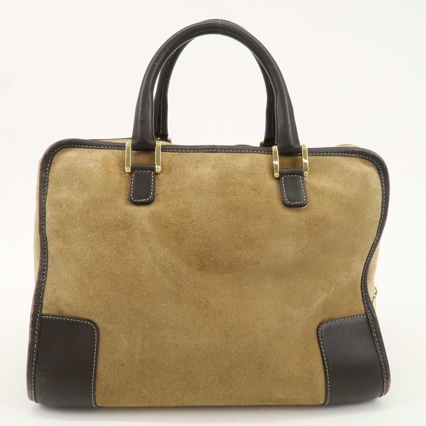 LOEWE Anagram Suede Leather Amazona 32 Hand Bag Beige Brown