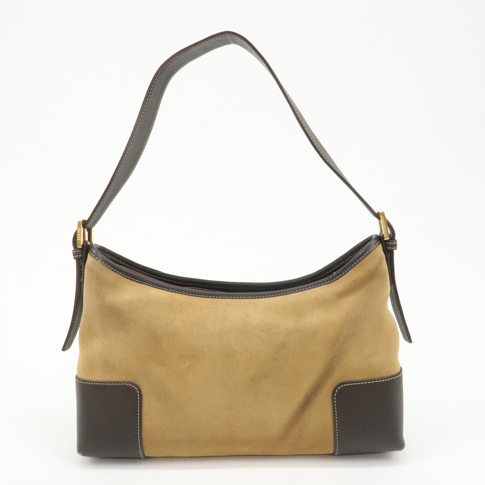 LOEWE Anagram Suede Leather Shoulder Bag Brown