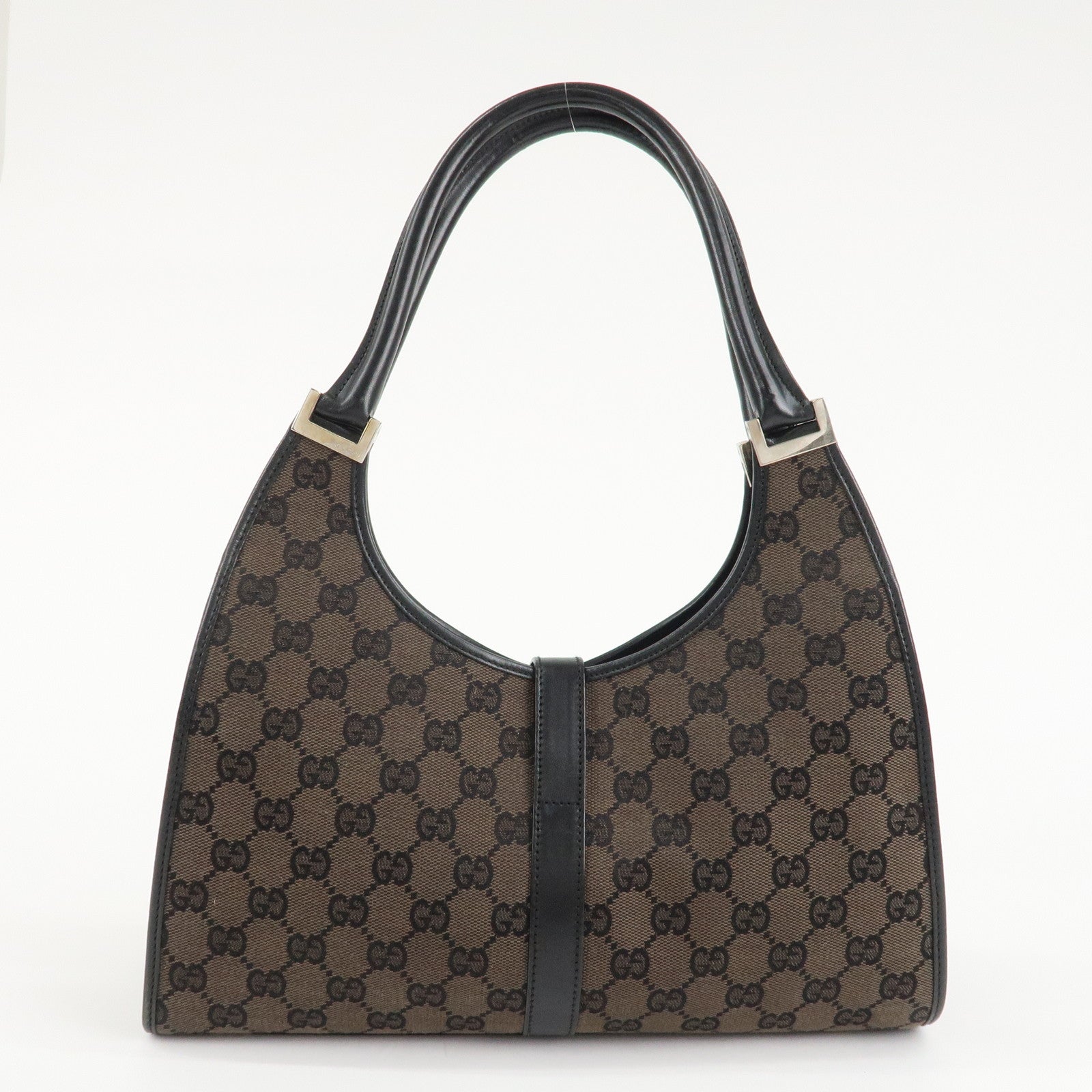 GUCCI Jackie GG Canvas Leather Hand Bag Brown 002.1067.1705