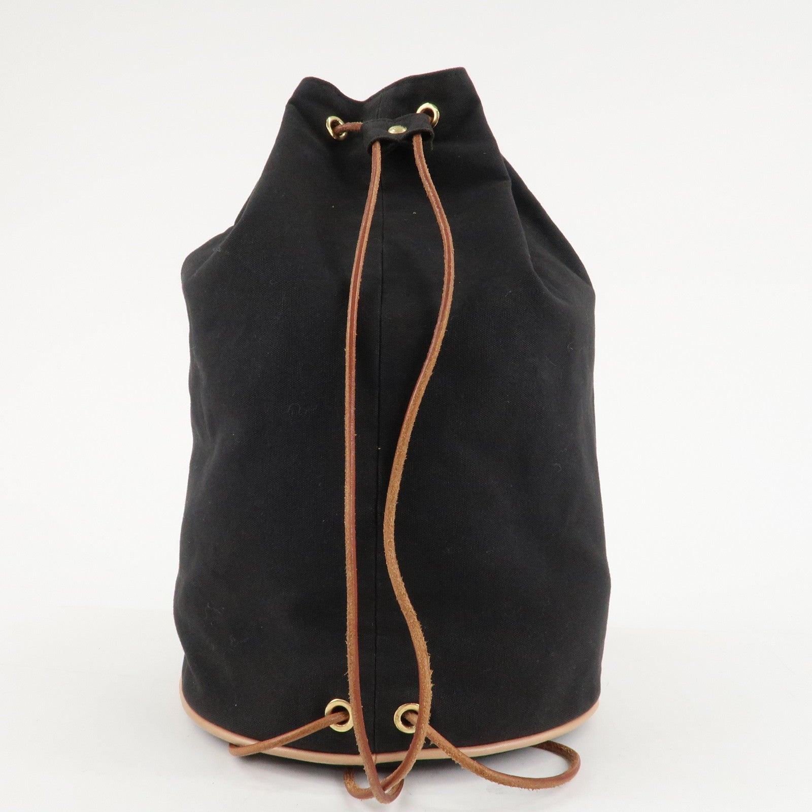 HERMES Canvas Leather Porochon Mimil GM Drawstring Back Pack Used