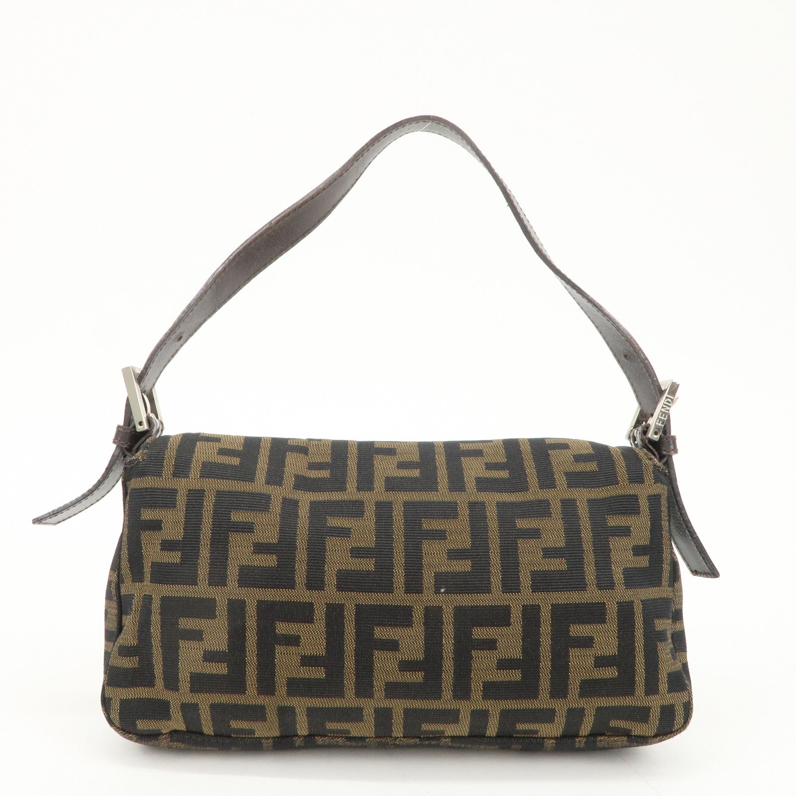 FENDI Mamma Baguette Zucca Canvas Shoulder Bag Brown 26424