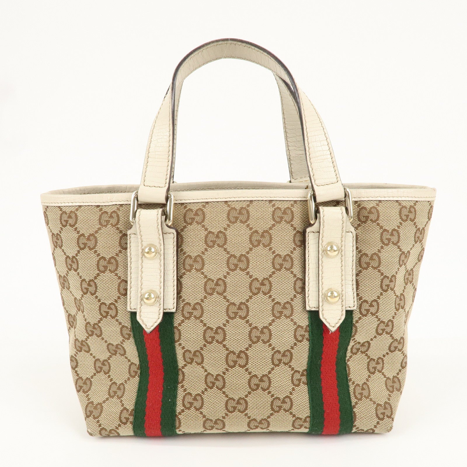 GUCCI GG Canvas Leather Hand Bag Mini Tote Beige Ivory 139261