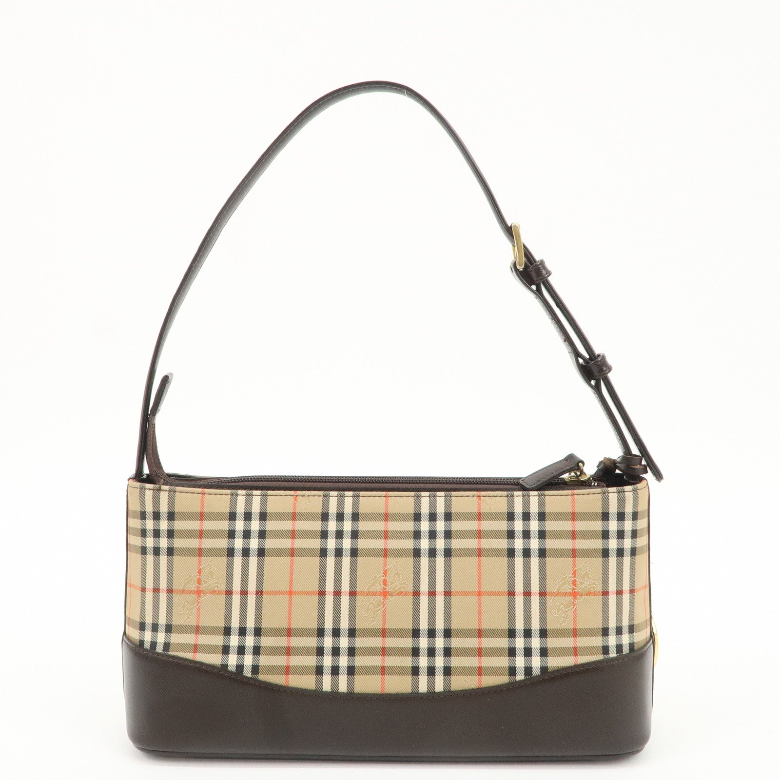 BURBERRY Canvas Leather Nova Plaid Shoulder Bag Hand Bag