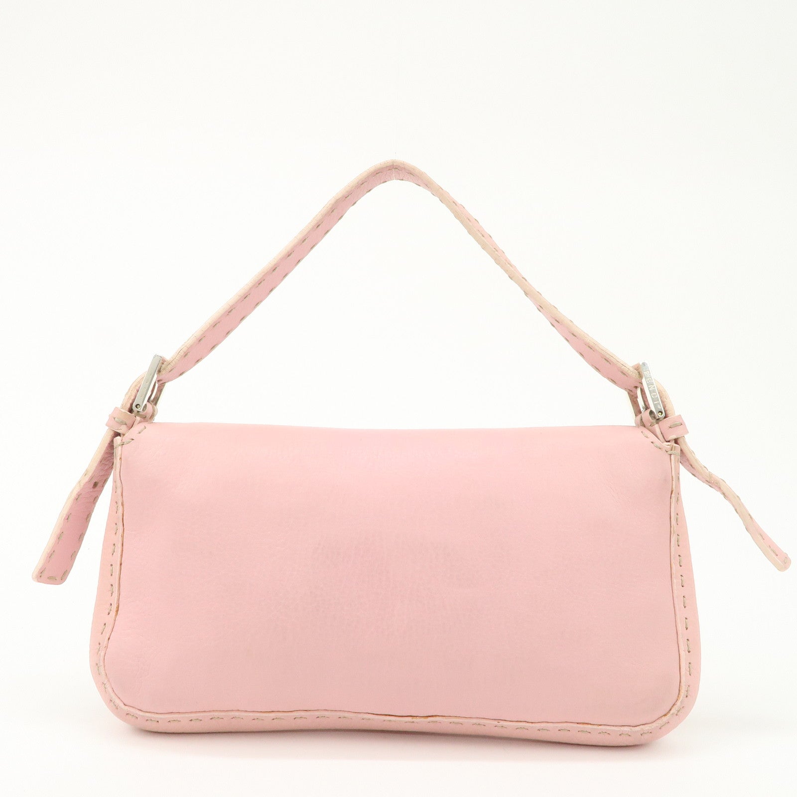 FENDI Selleria Mamma Baguette Leather Shoulder Bag Pink 8BR101