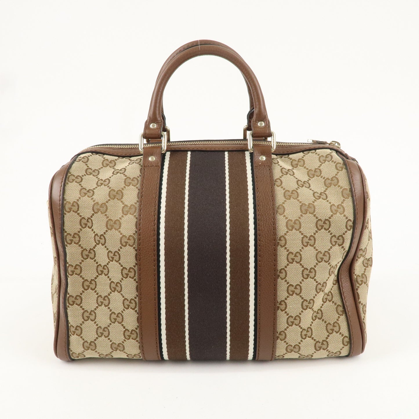 GUCCI Sherry Line GG Canvas Leather 2Way Boston Bag Brown 247205