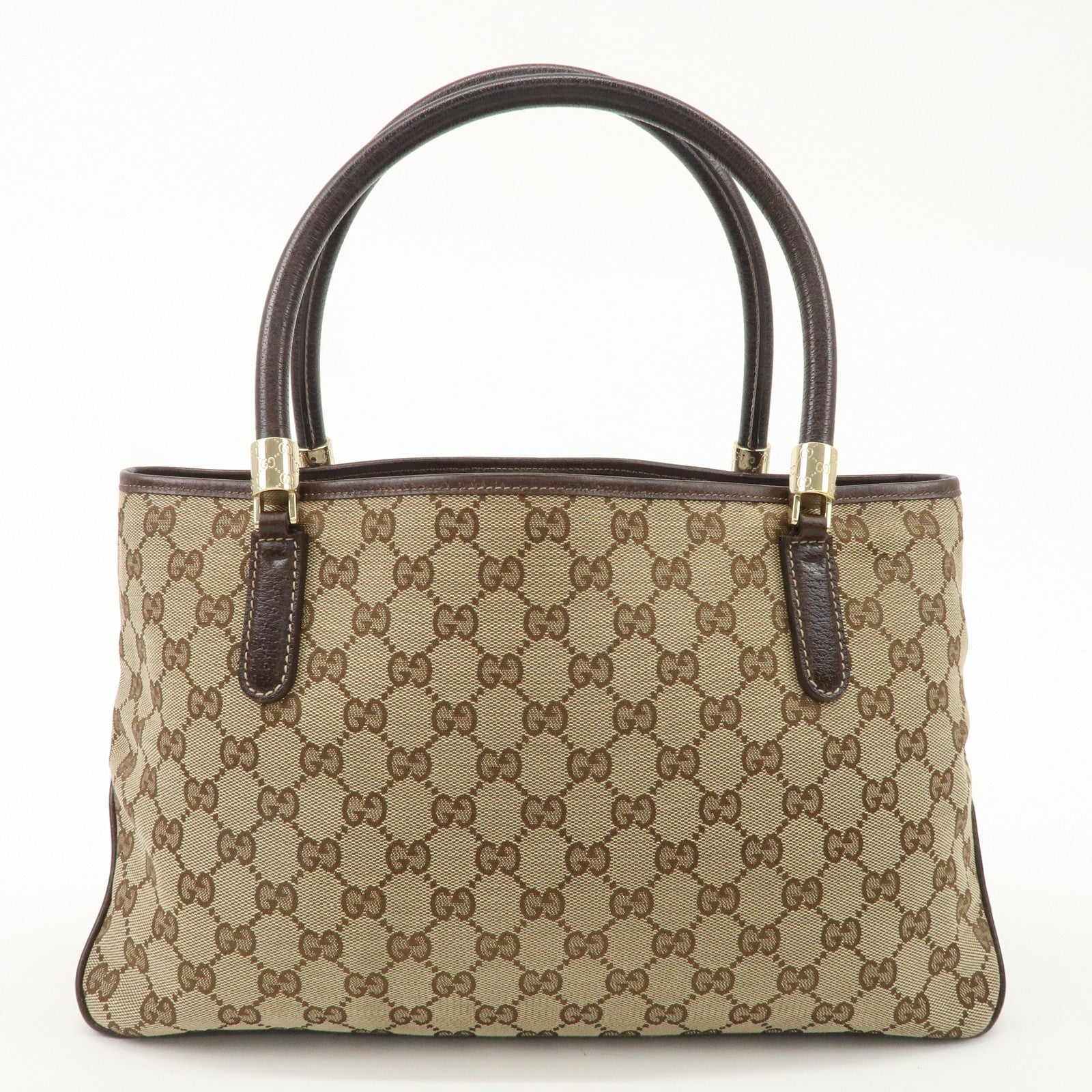 GUCCI Sherry GG Canvas Leather Tote Bag Beige Brown 161717