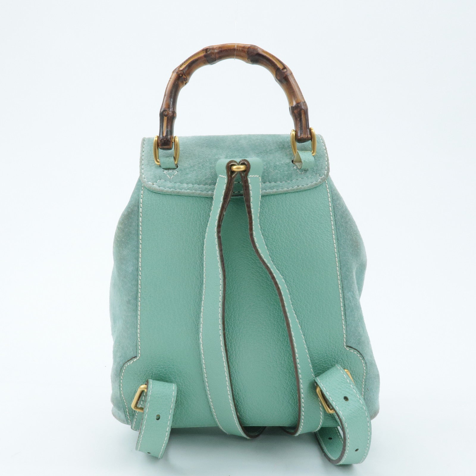 GUCCI Bamboo Suede Leather Mini Back Pack Green 003.2058.0030