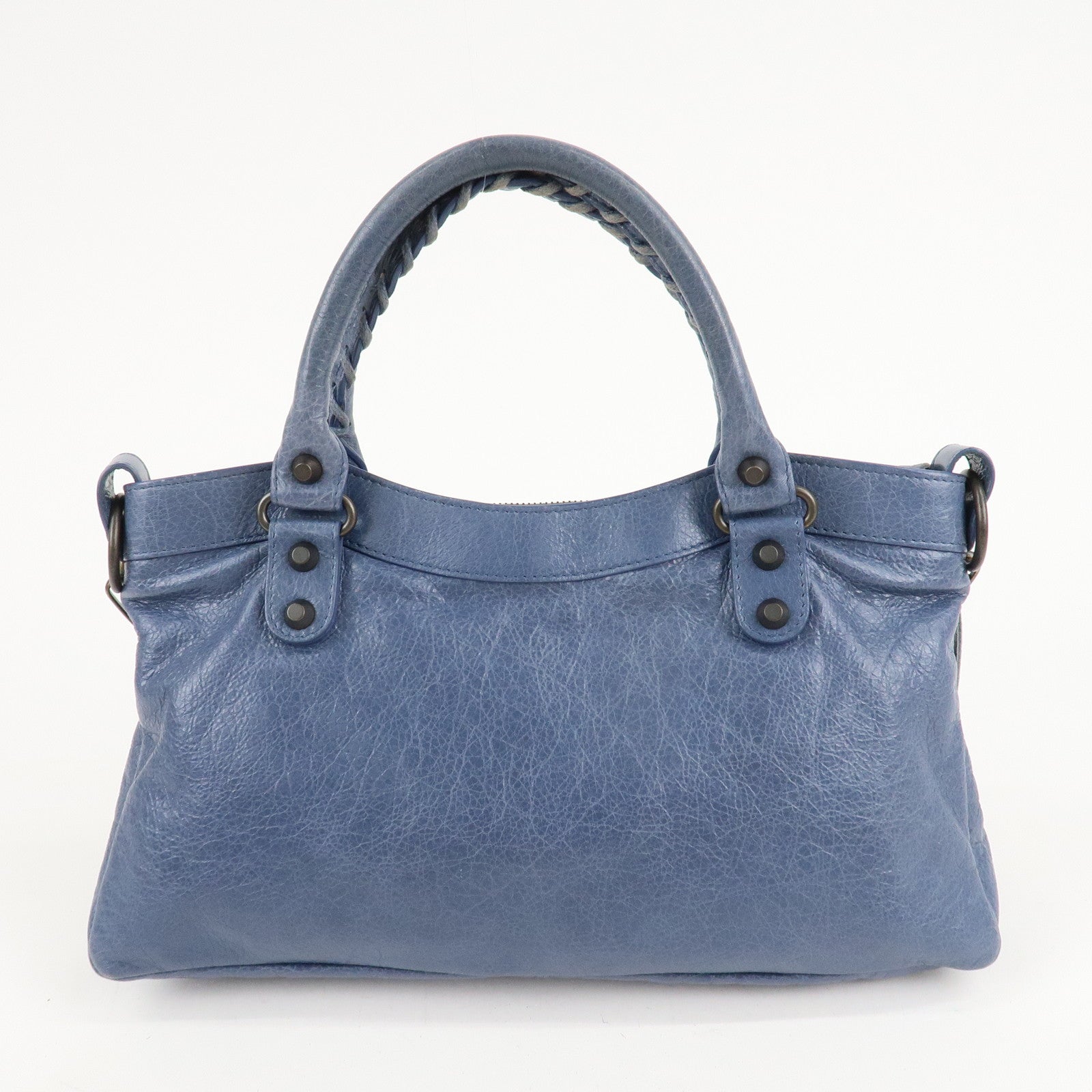 BALENCIAGA The First Leather 2Way Bag Hand Bag Blue