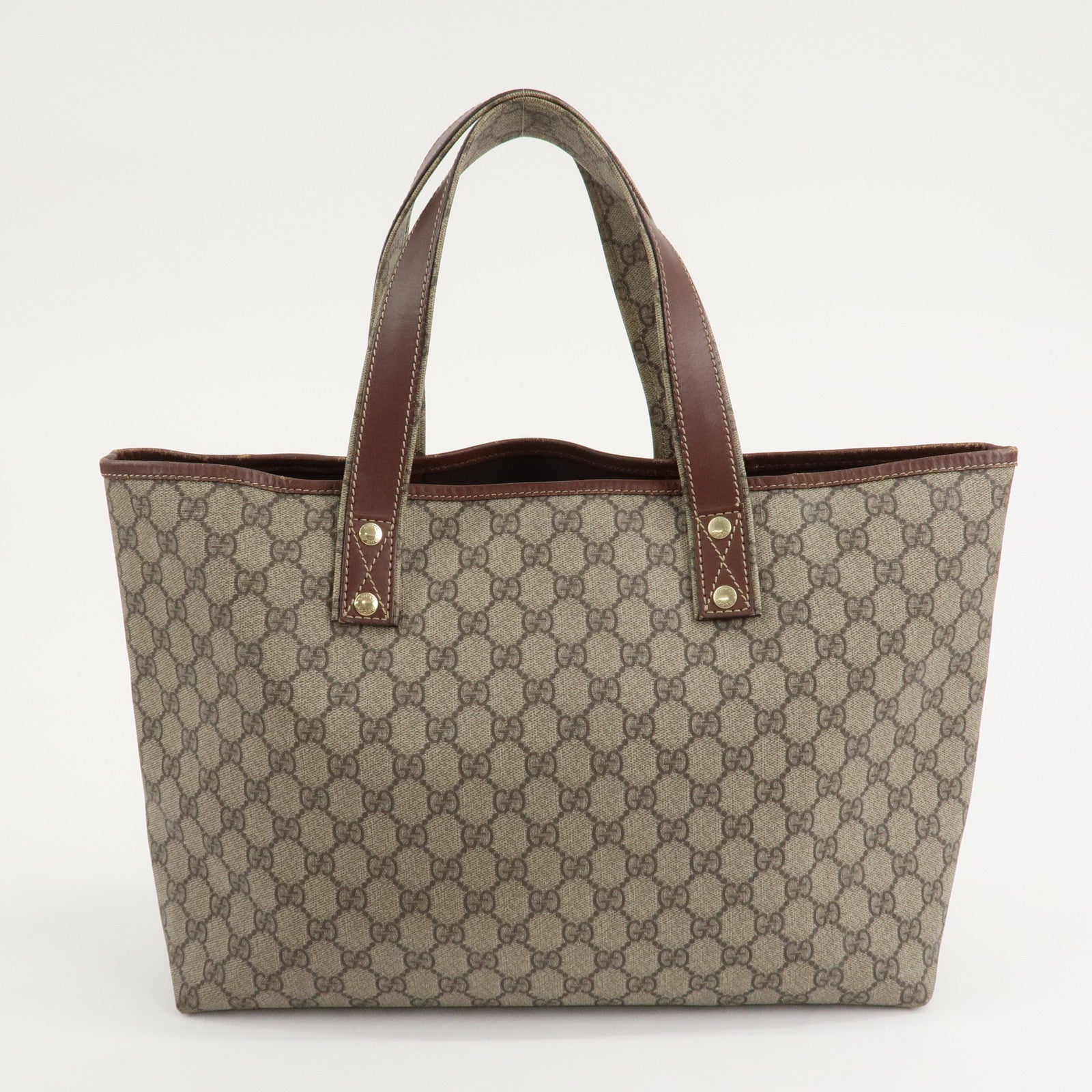 GUCCI Sherry GG Supreme Leather Tote Bag Beige Brown 211134