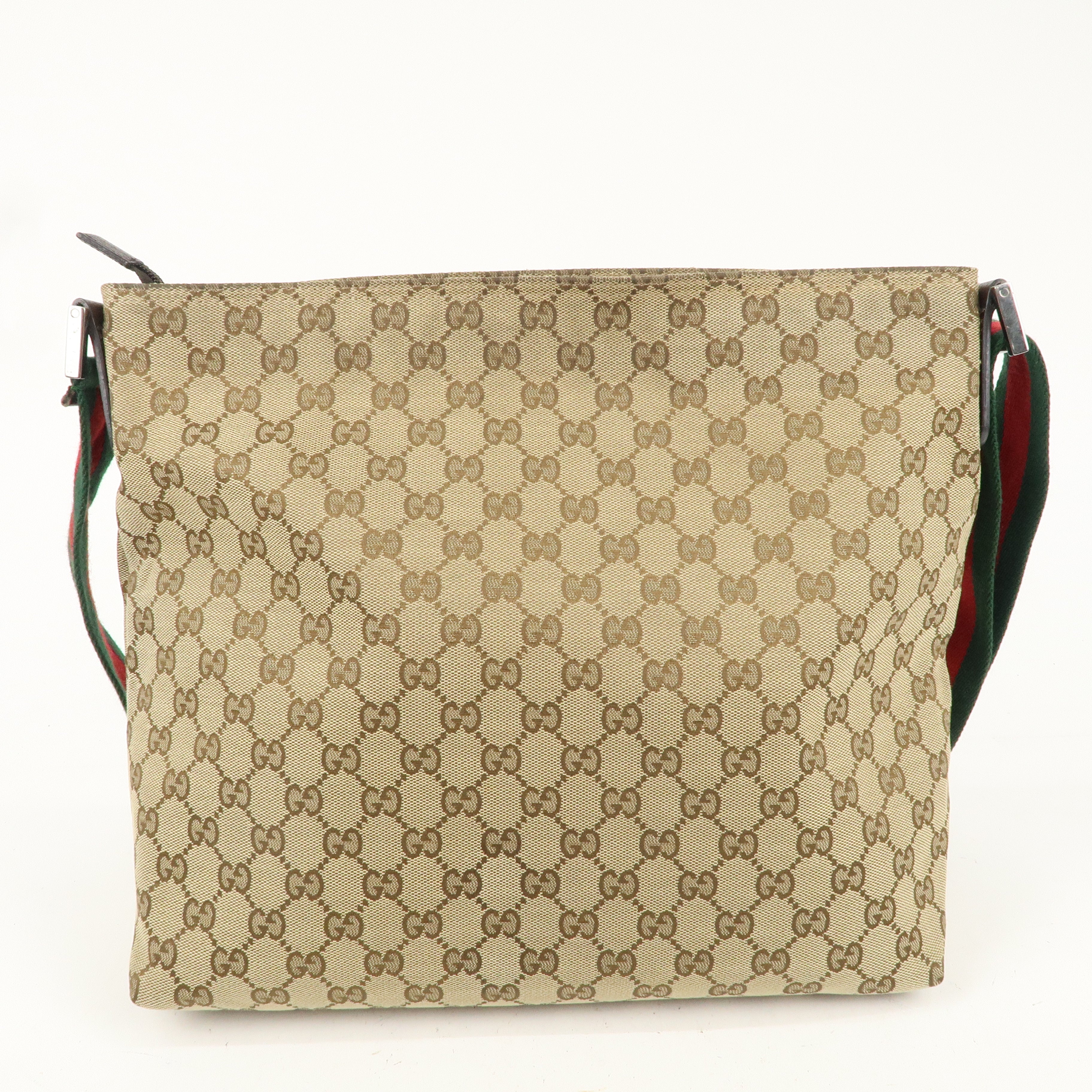 GUCCI Sherry Line GG Canvas Leather Shoulder Bag Beige 189751