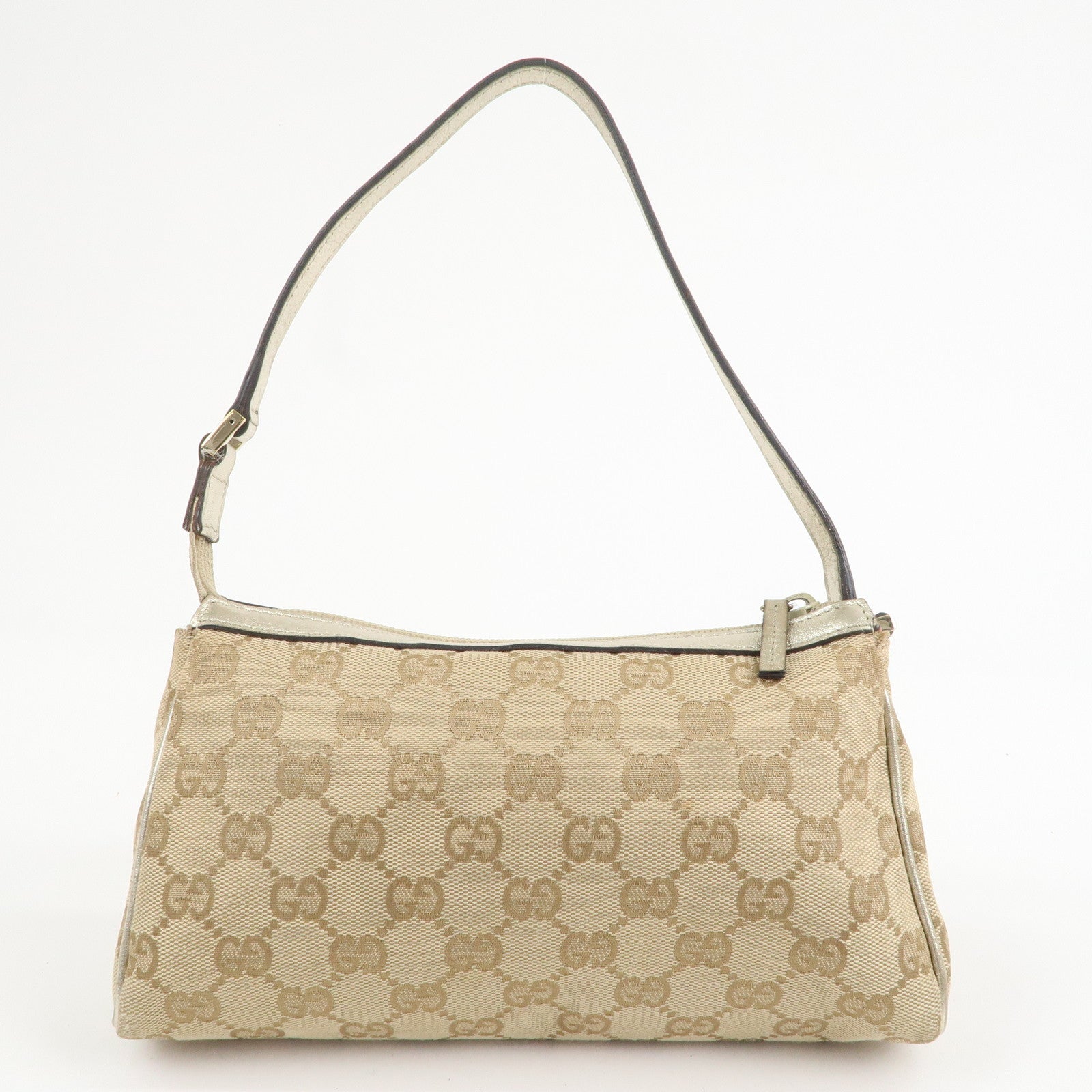 GUCCI Abbey GG Canvas Sholder Bag Pouch Beige Gold  145750