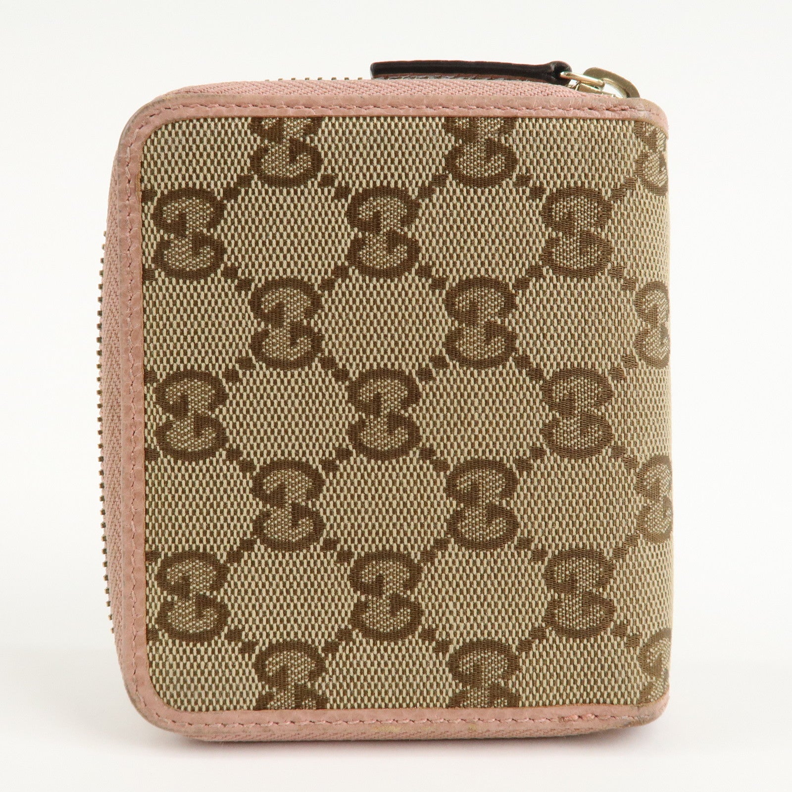 GUCCI GG Canvas Leather Bifold Wallet Beige Pink 346056