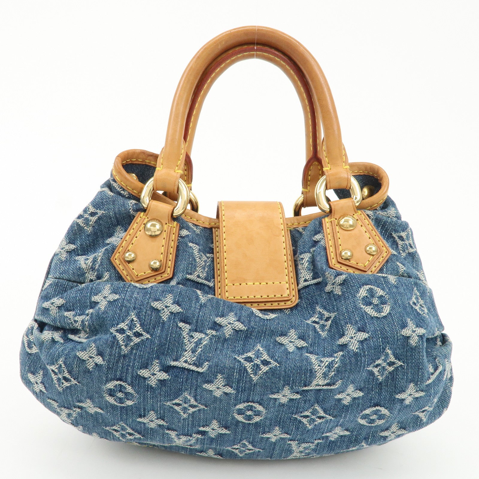 Louis Vuitton Monogram Denim Pleaty Hand Bag Blue M95020 Used