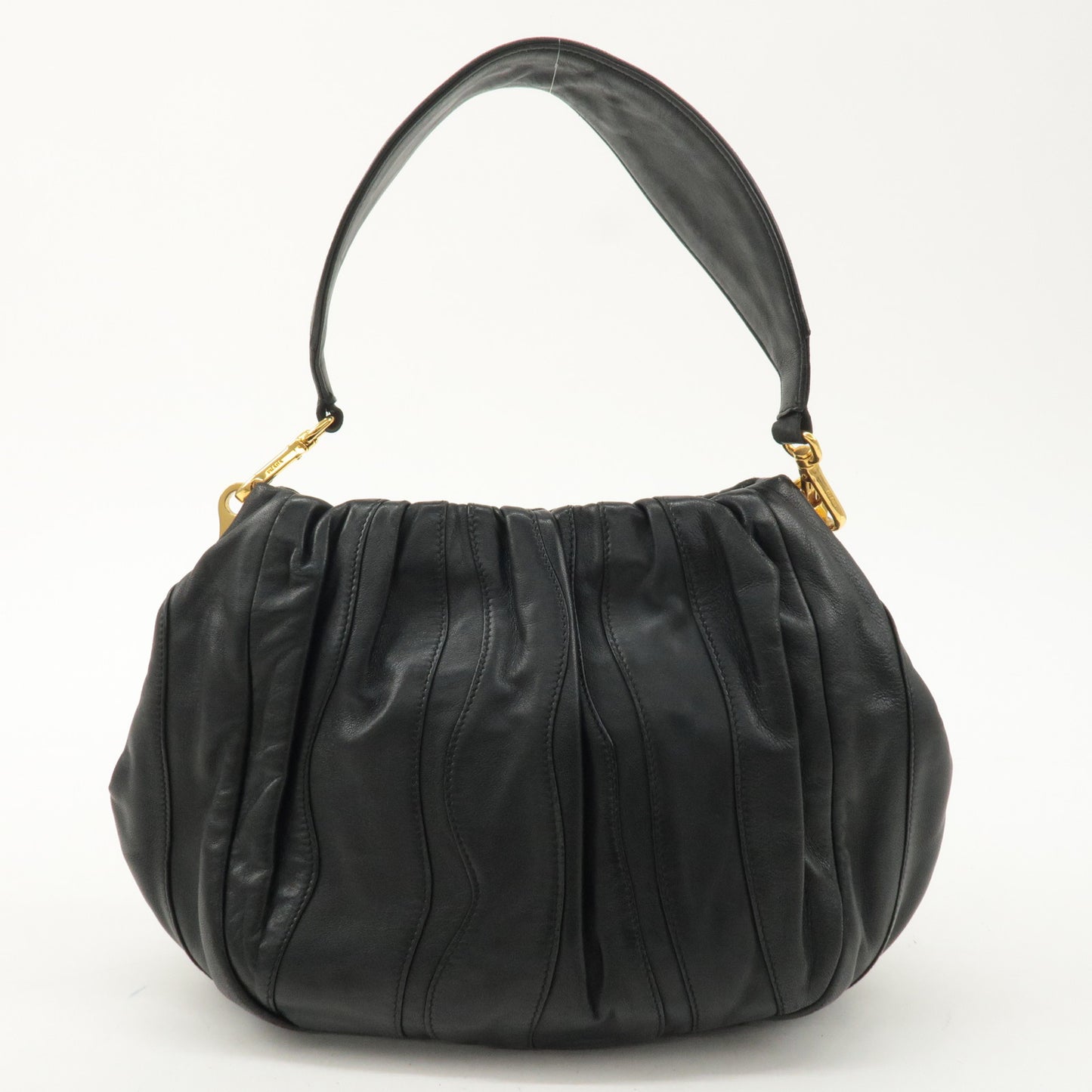 PRADA Logo Leather 2Way Bag Shoulder Bag Hand Bag Black