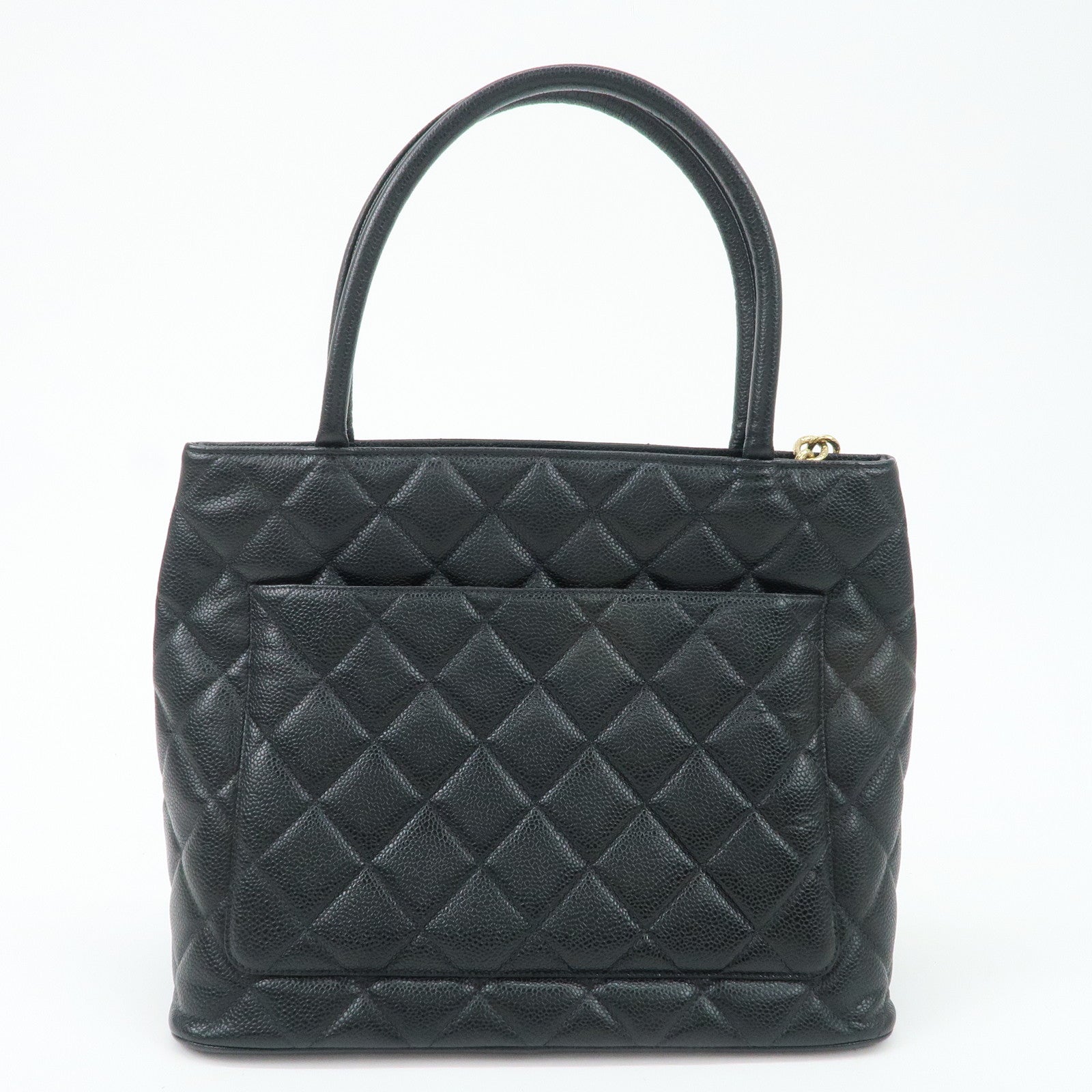 CHANEL Caviar Skin Matelasse Tote Bag Black A01804