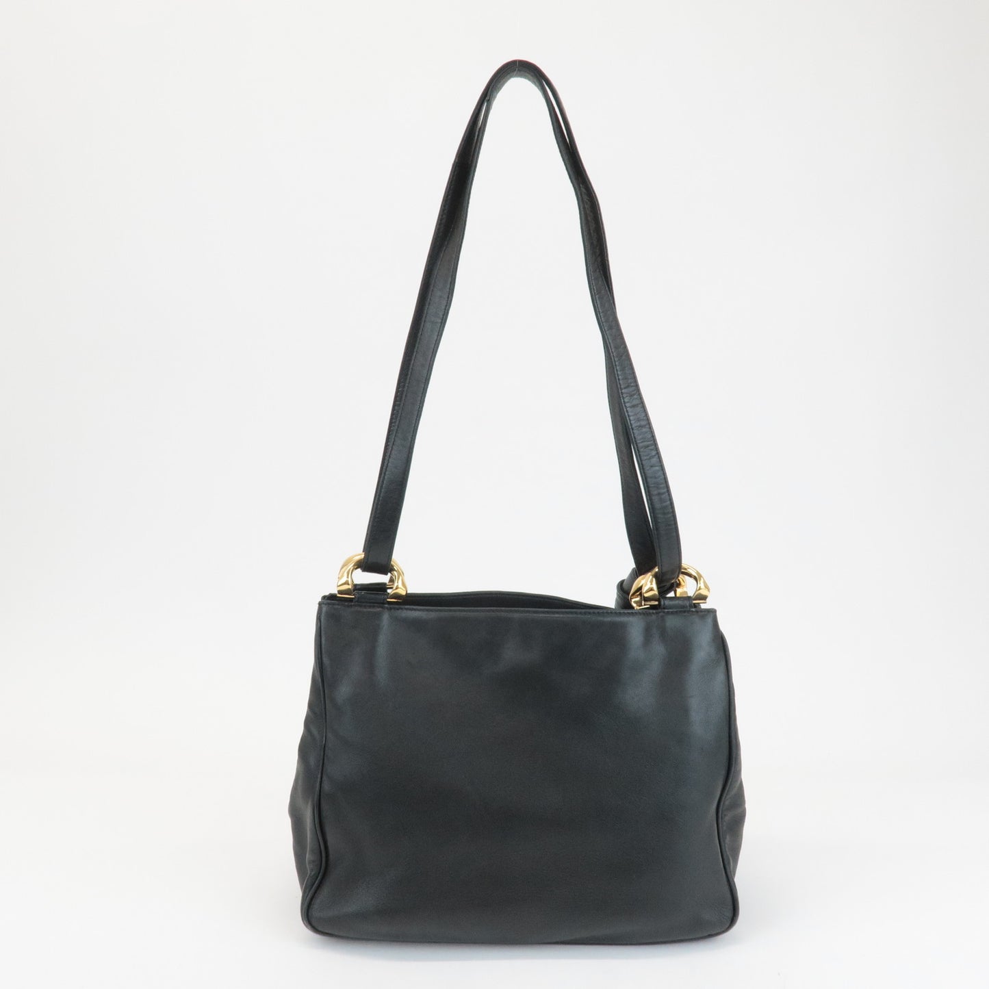 LOEWE Anagram Leather Shoulder Bag Black Gold Hardware