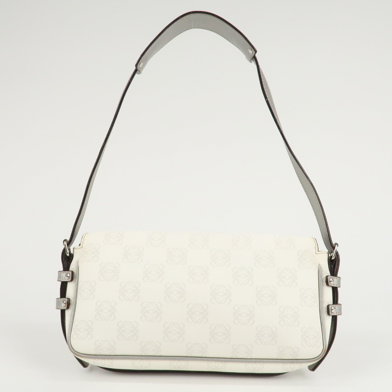 LOEWE Anagram Canvas Leather One-Shoulder Bag Ivory 290711