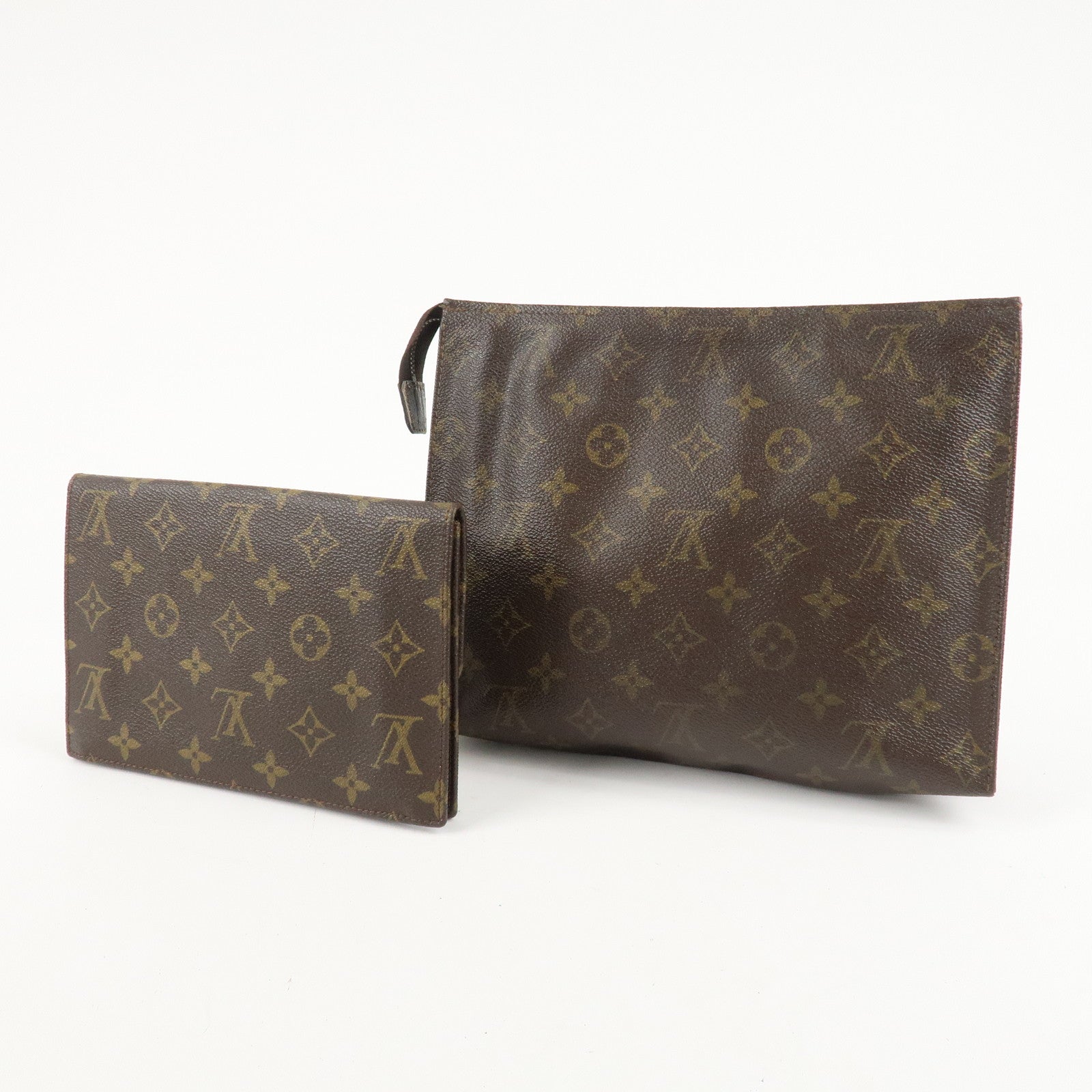 Louis Vuitton Monogram Set of 2 Pochette Pouch Brown M47542 M51935