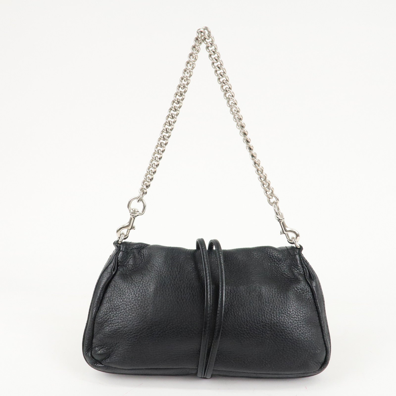 GUCCI Bamboo Leather Chain Shoulder Bag Black 235320